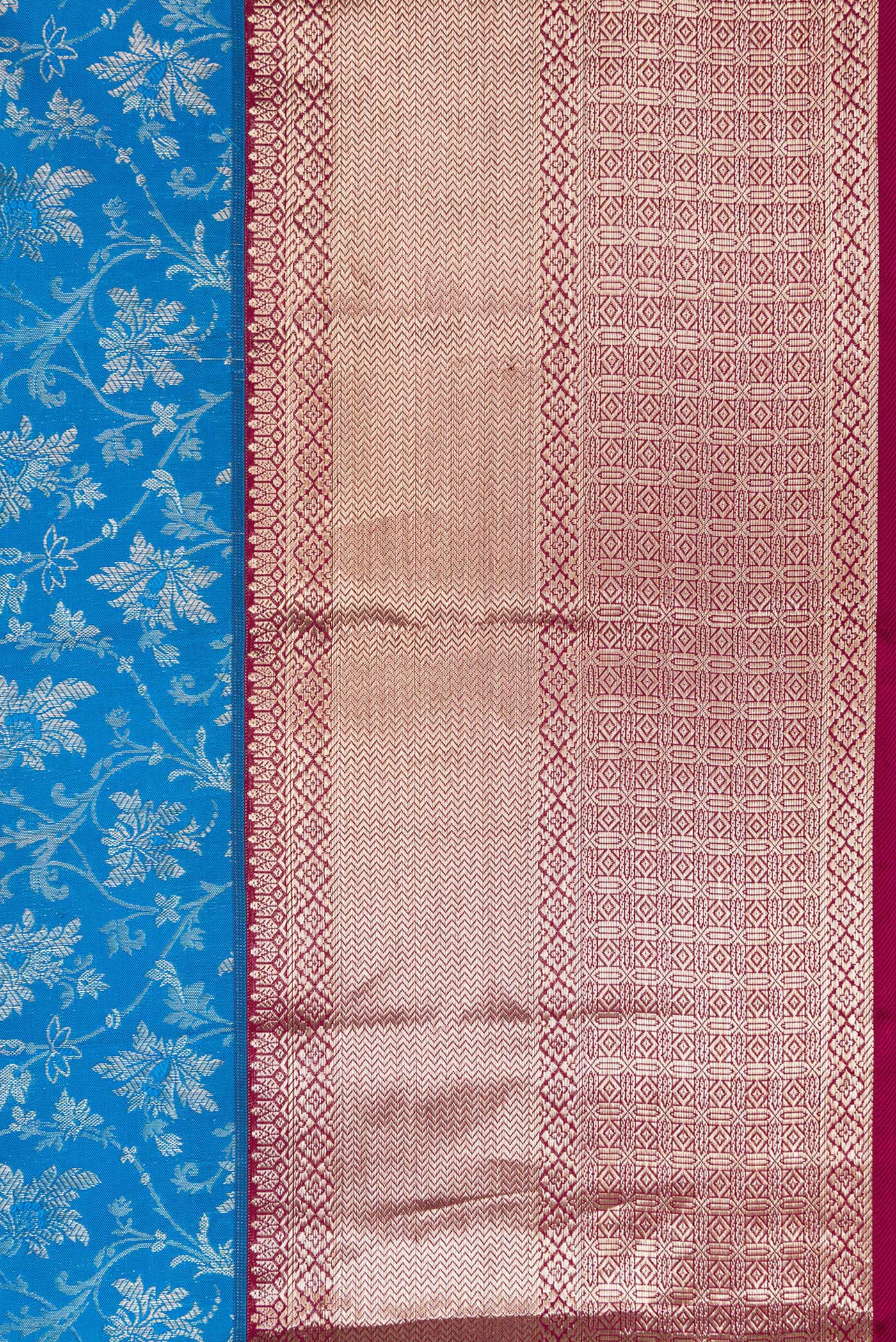 Sky Blue Kanchipuram Silk Saree - Image 3