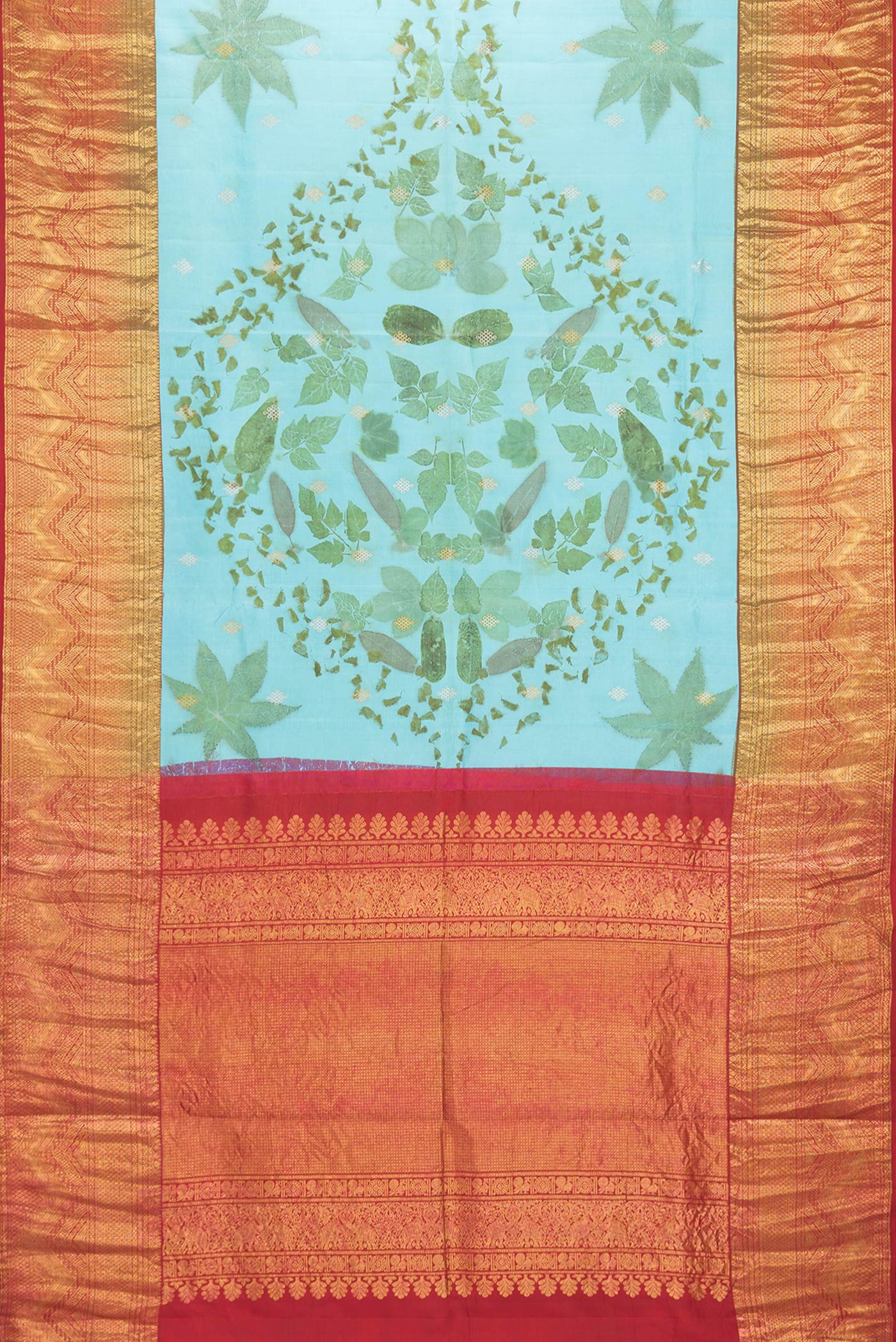 Sky Blue Kanchipuram Silk Saree - Image 5