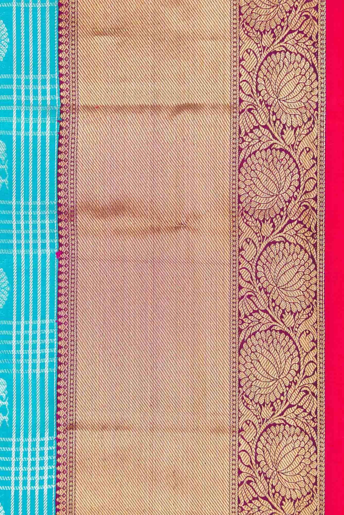 Sky Blue Dual Tone Kanchipuram Silk Saree - Image 5