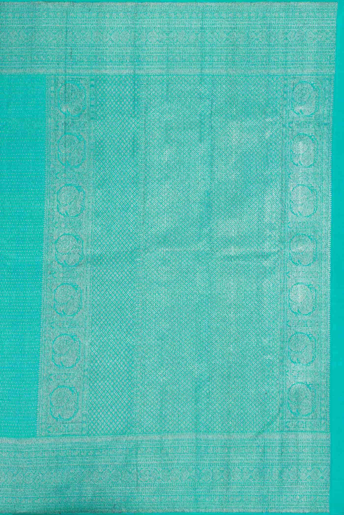 Sky Blue Dual Tone Kanchipuram Silk Saree - Image 5