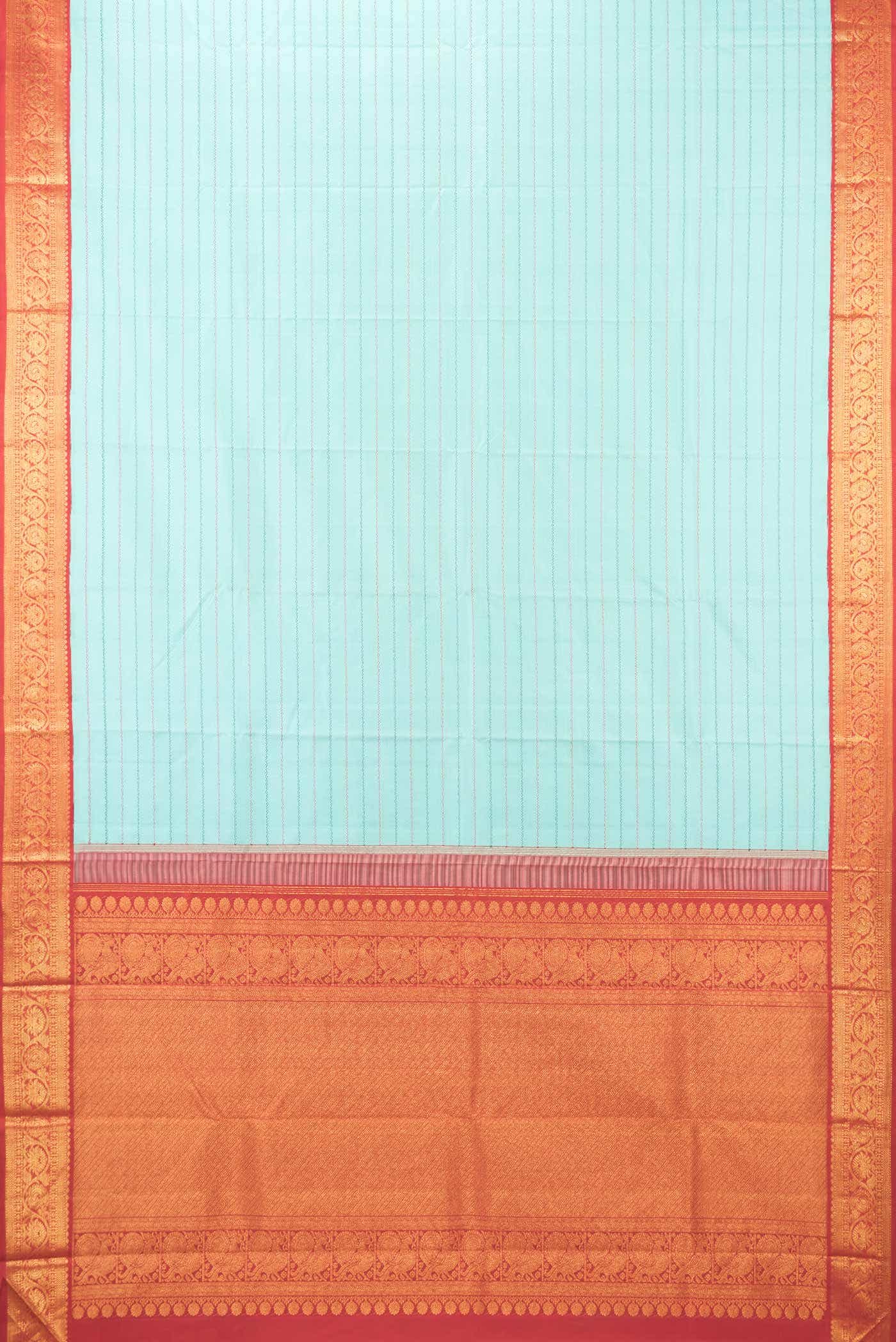 Pure Silk Pure Zari Sky Blue Dual Tone Kanjivaram Saree - Image 4