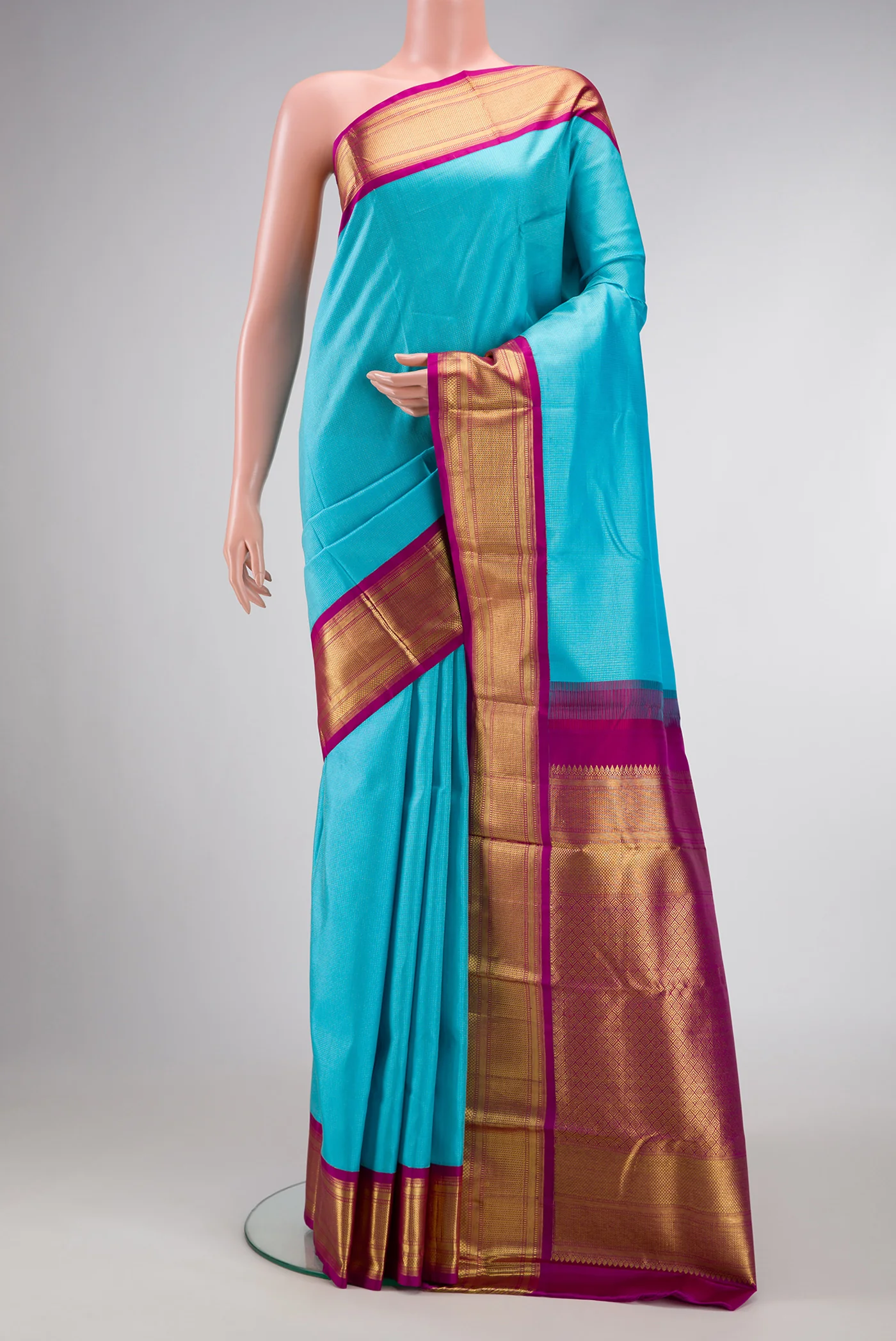 Sky Blue Kanjivaram Silk Saree