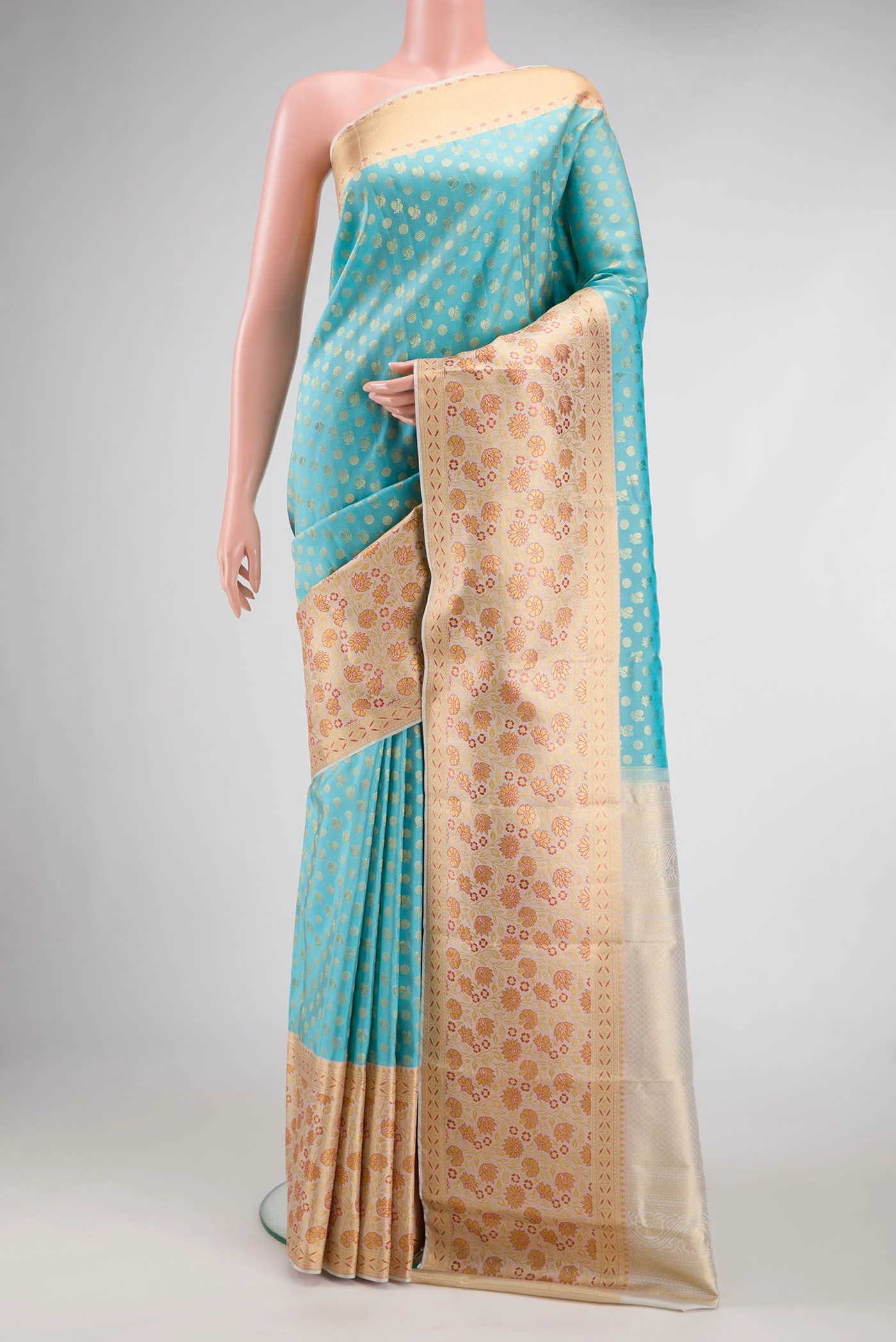 Sky Blue Kanjivaram Silk Saree