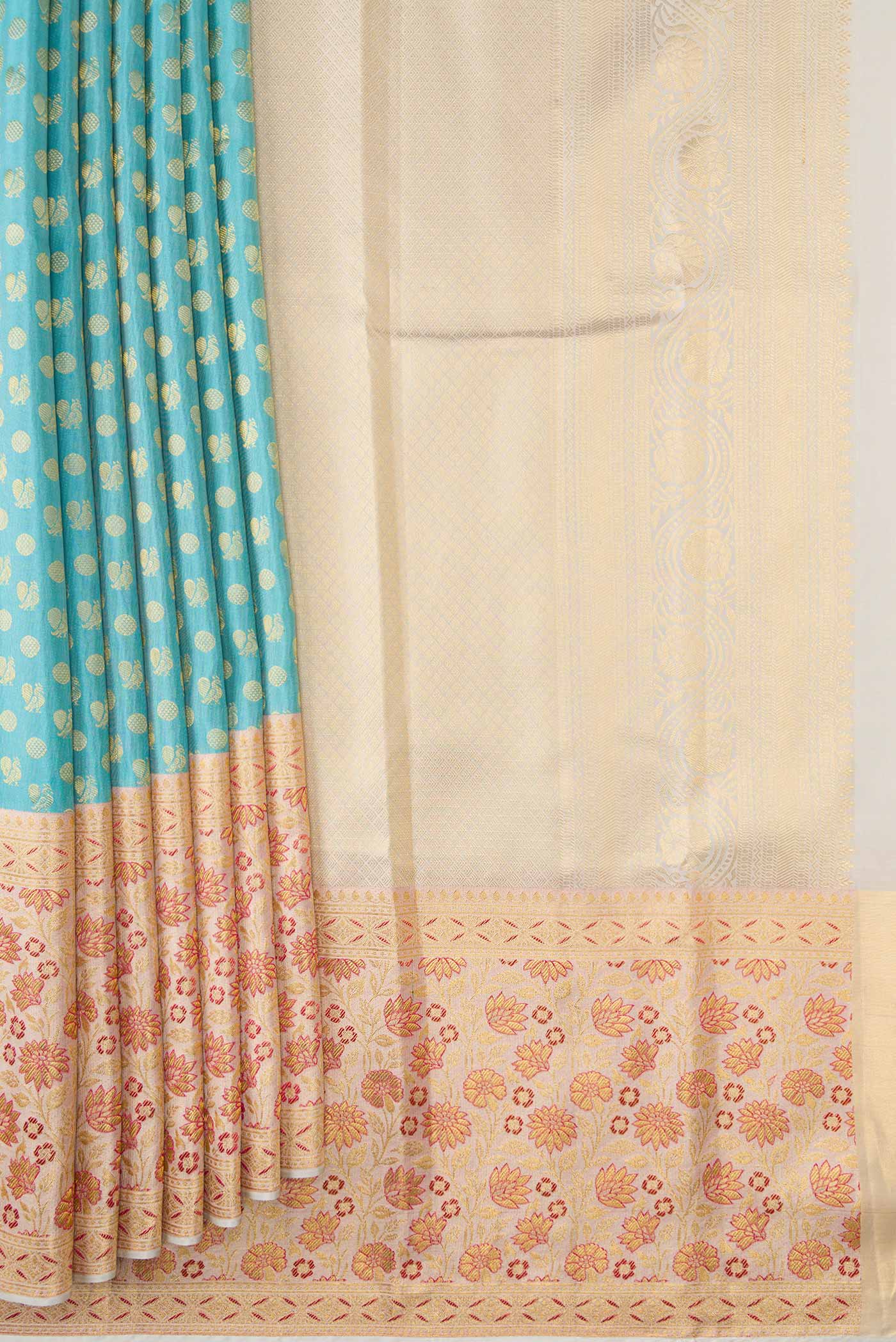 Sky Blue Kanjivaram Silk Saree - Image 4