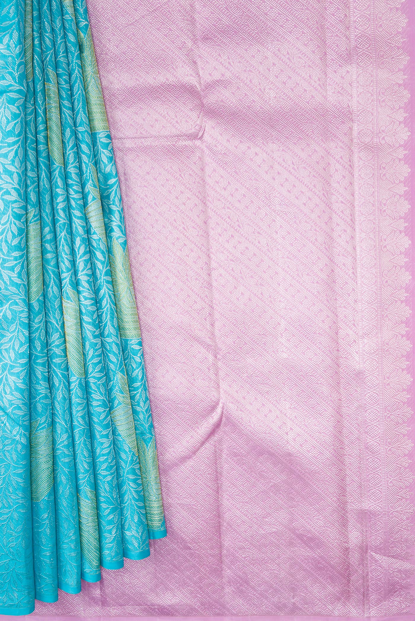Sky Blue Kanjivaram Silk Saree - Image 3