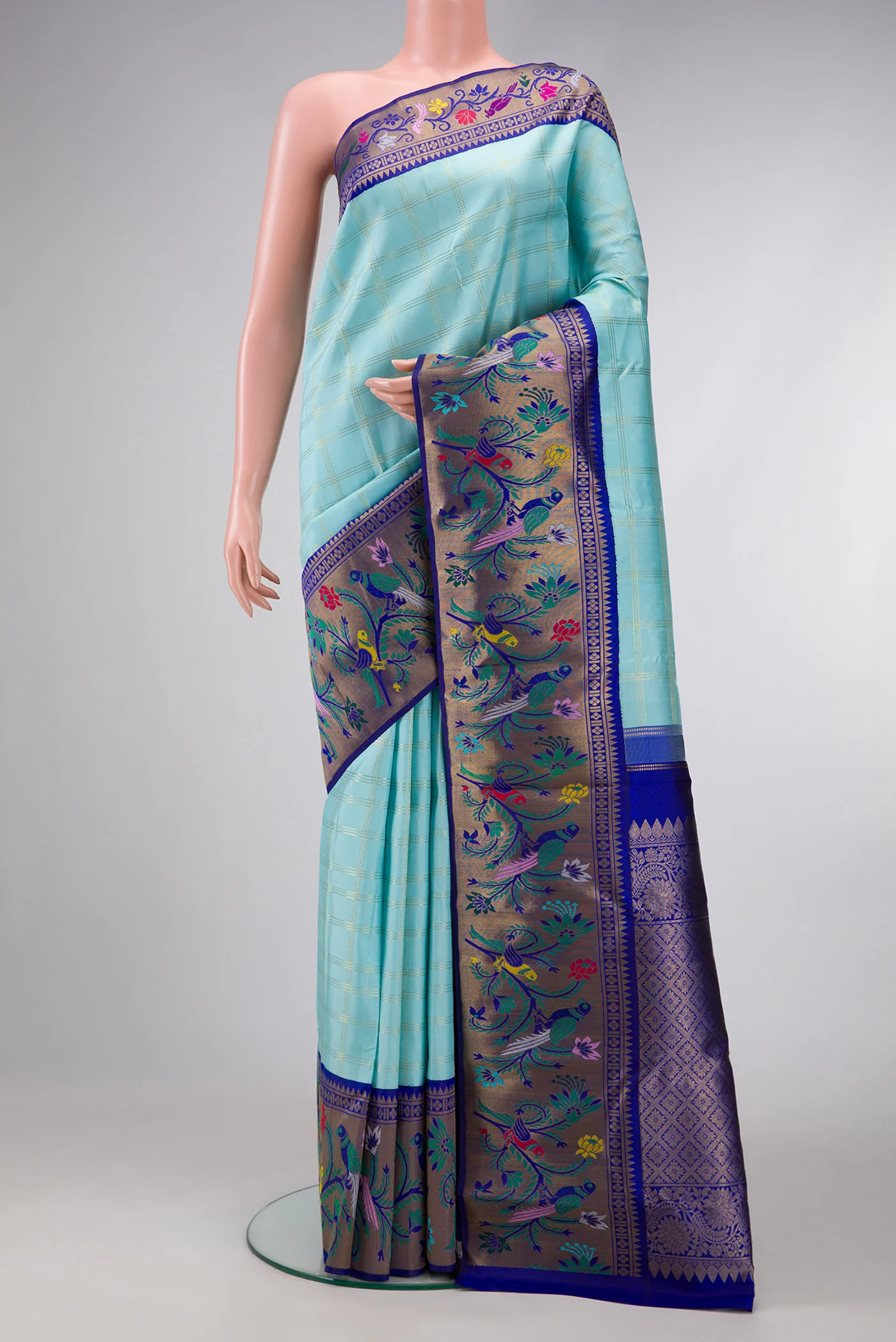 Sky Blue Kanjivaram Silk Saree