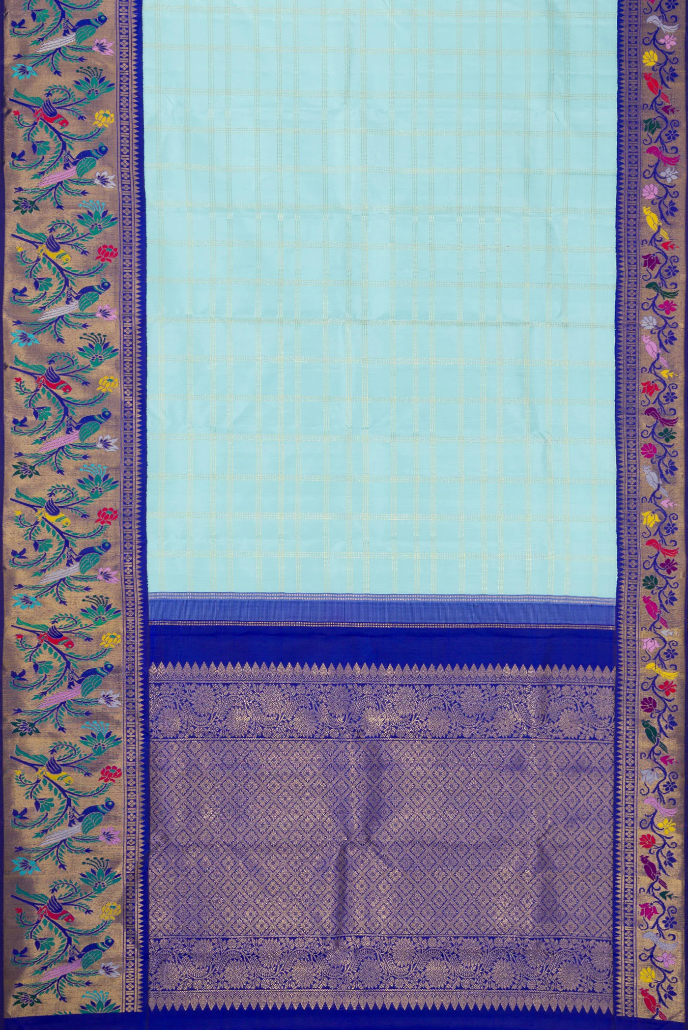 Sky Blue Kanjivaram Silk Saree - Image 6