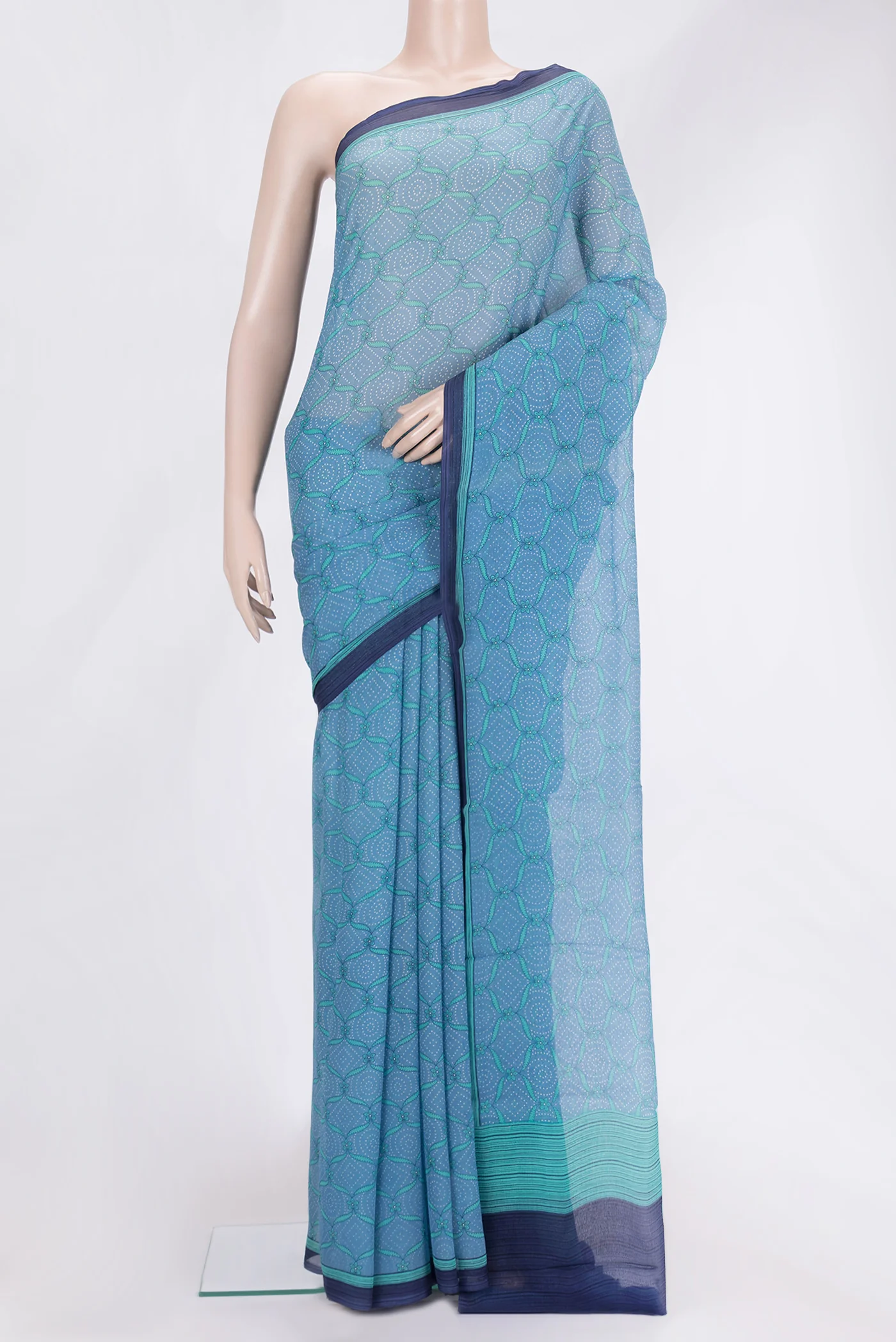 Sky Blue Mysore Chiffon Saree