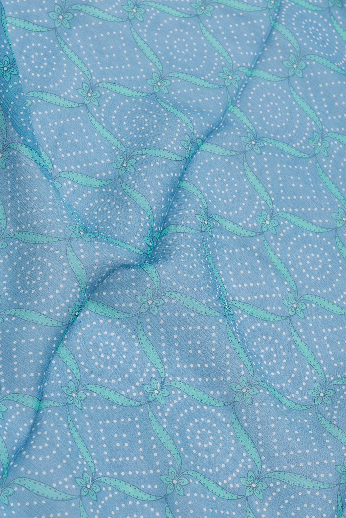 Sky Blue Mysore Chiffon Saree - Image 2
