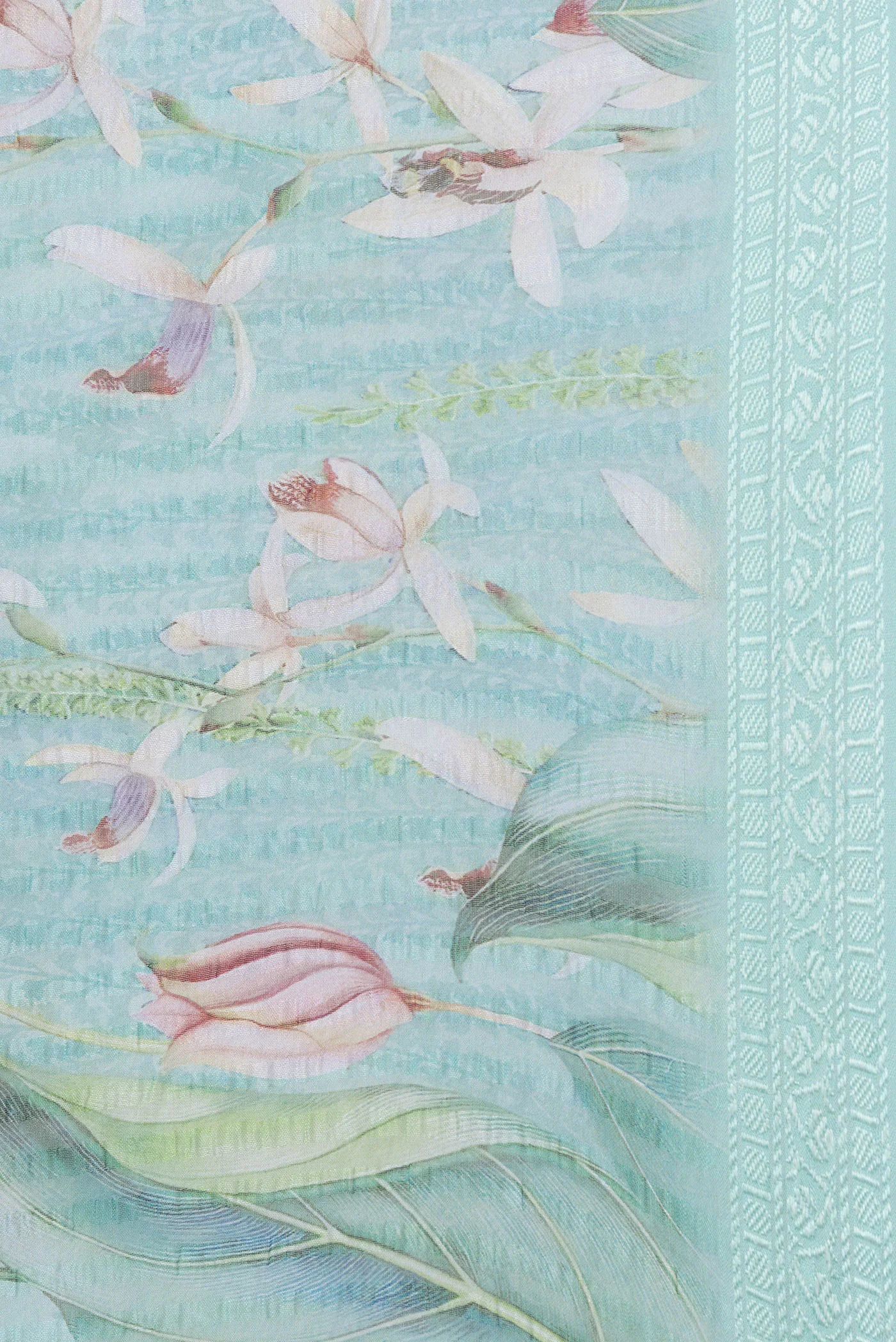 Light Blue Mysore Chiffon Saree - Image 3
