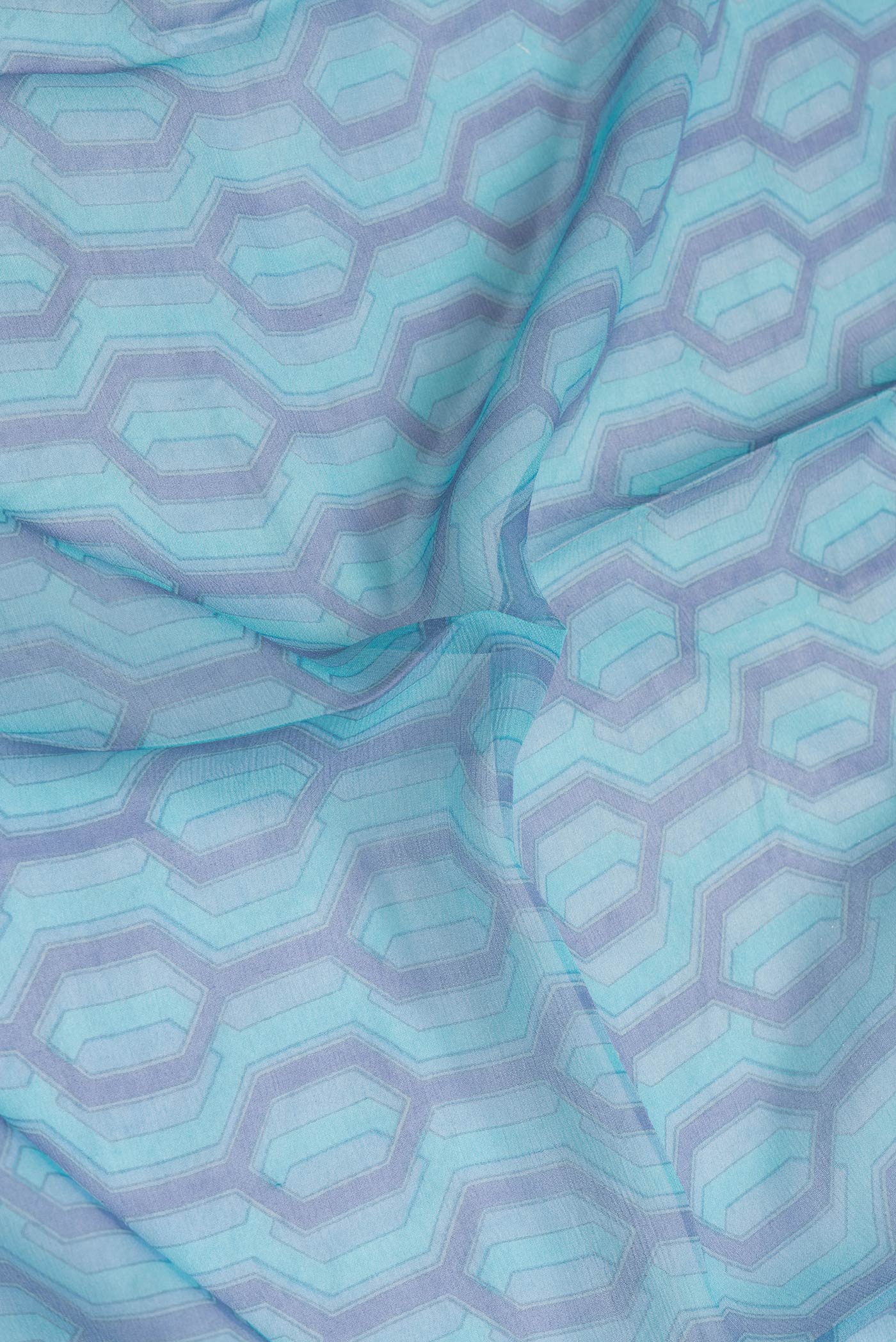 Sky Blue Mysore Chiffon Saree - Image 2