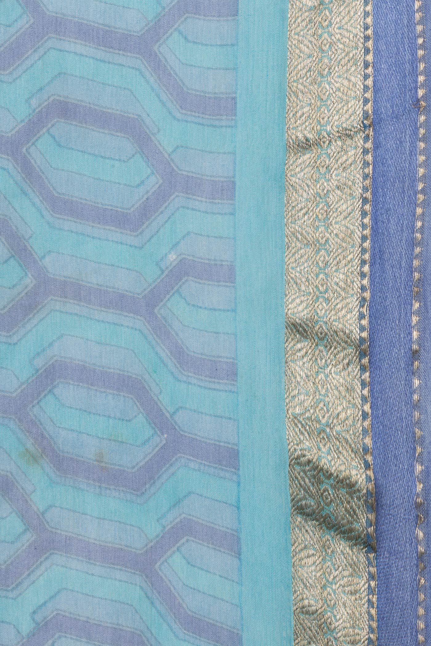 Sky Blue Mysore Chiffon Saree - Image 3