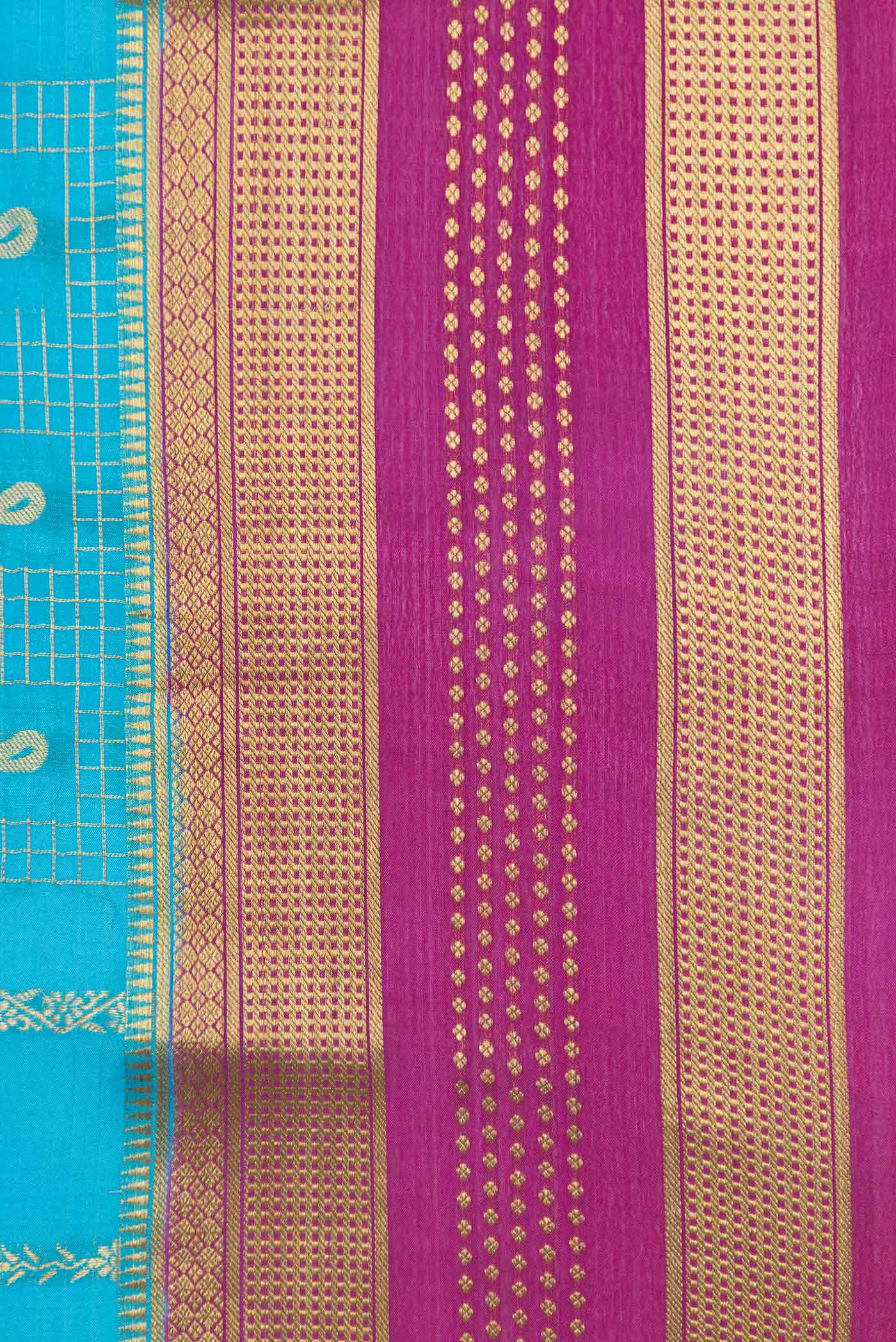 Sky Blue Dual Tone Mysore Crepe Saree - Image 3