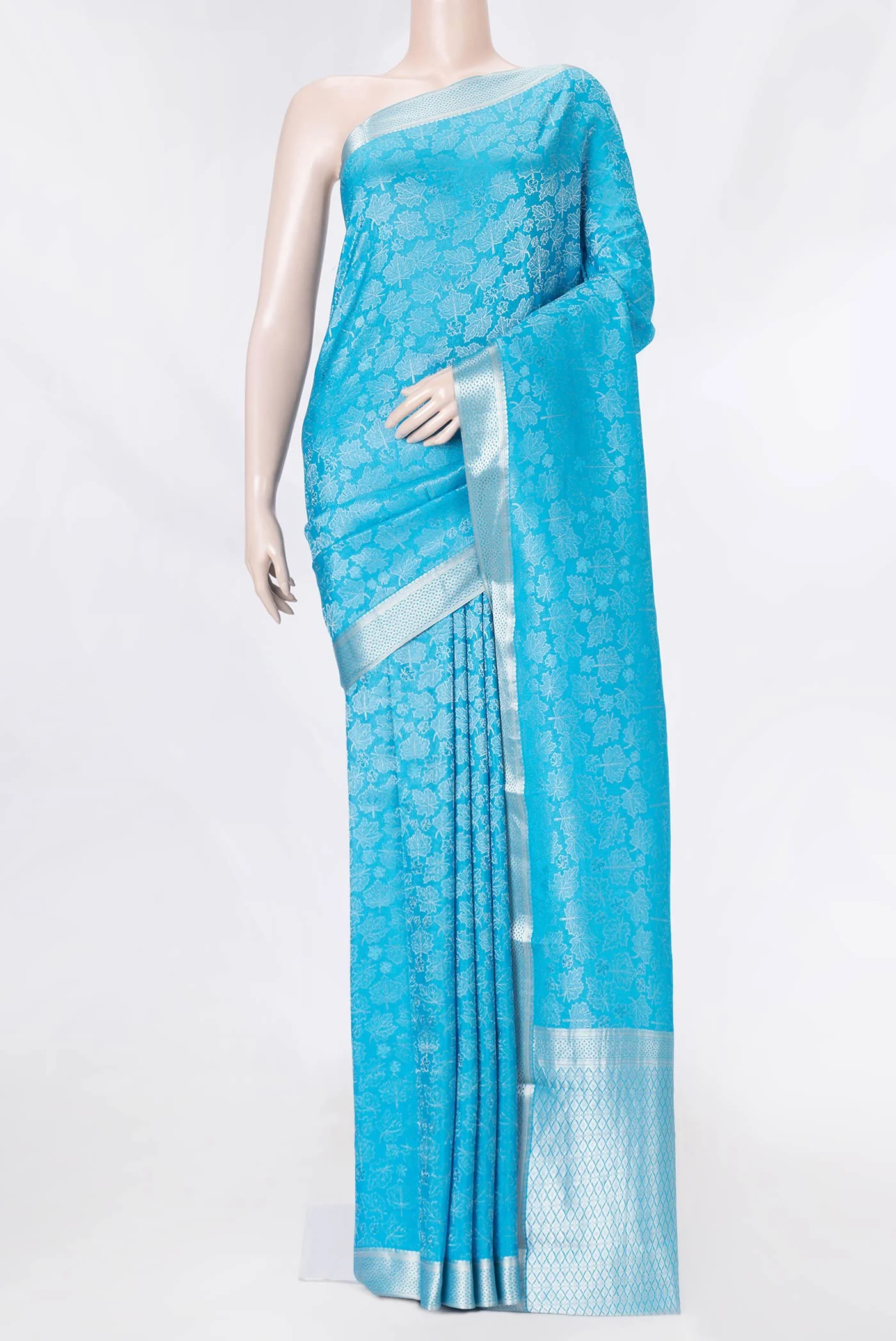 Sky Blue Dual Tone Mysore Crepe Saree