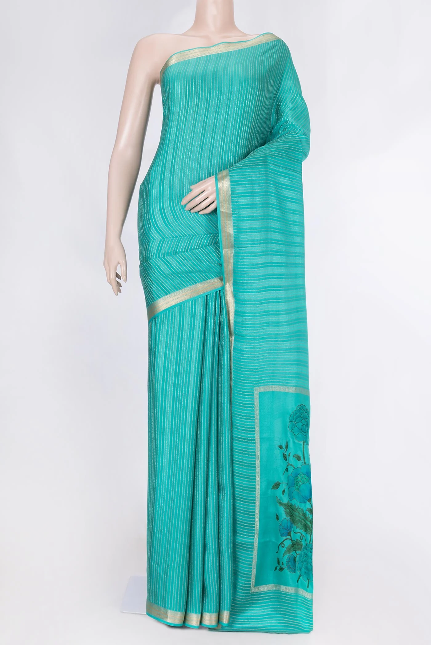 Sky Blue Mysore Crepe Saree
