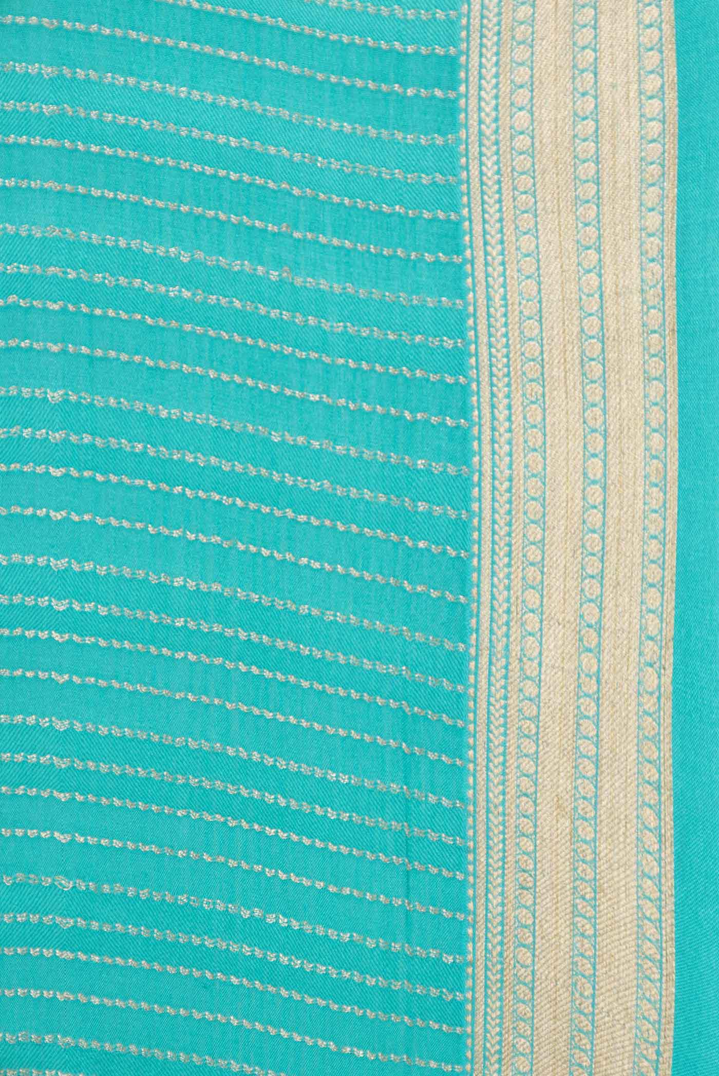 Sky Blue Mysore Crepe Saree - Image 3