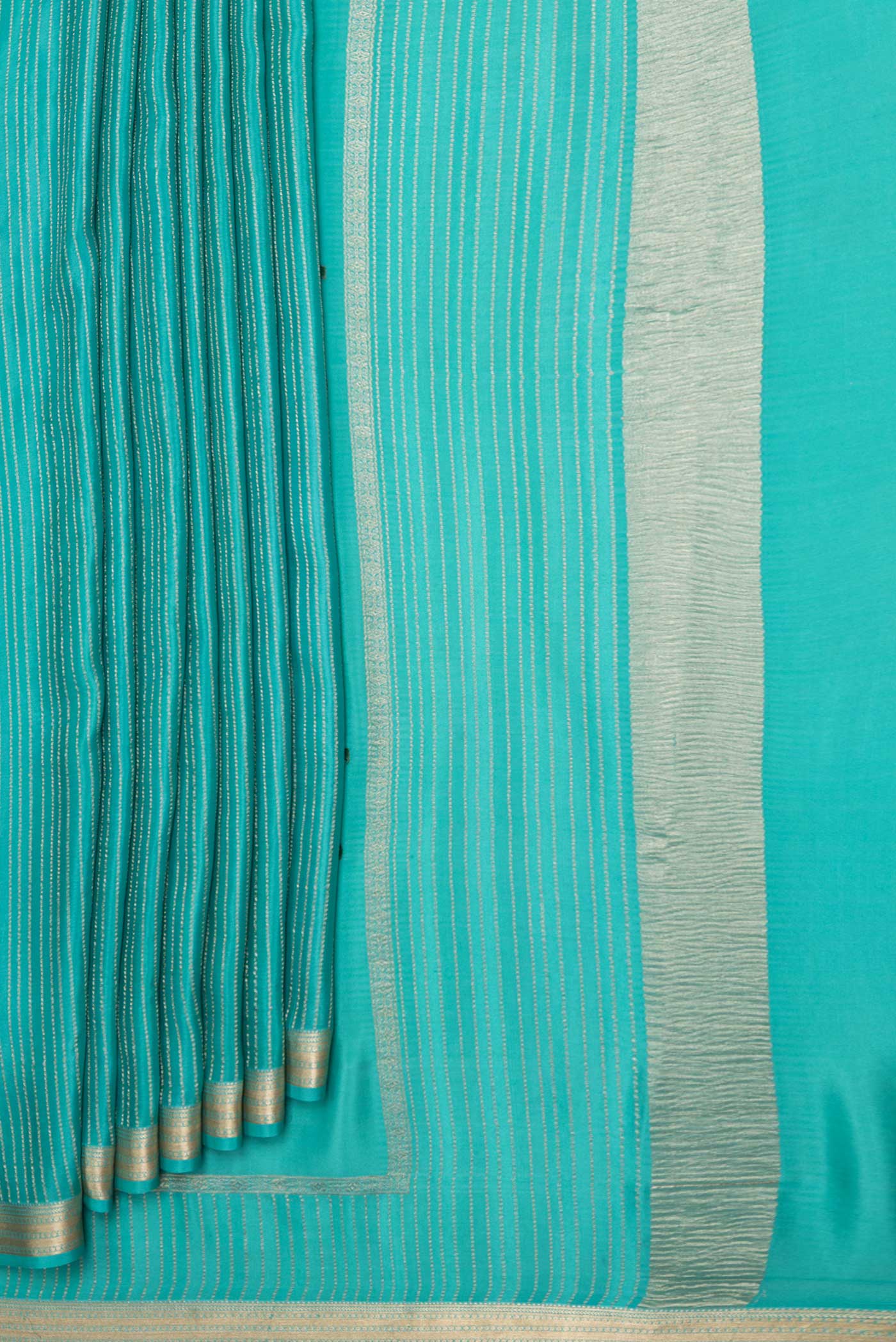 Sky Blue Mysore Crepe Saree - Image 4