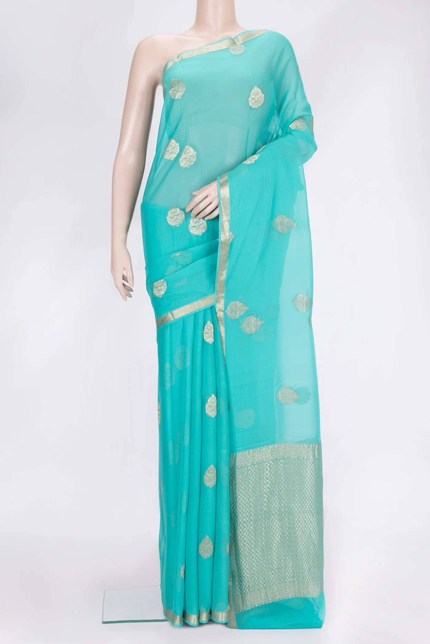 Sky Blue Mysore Georgette Saree