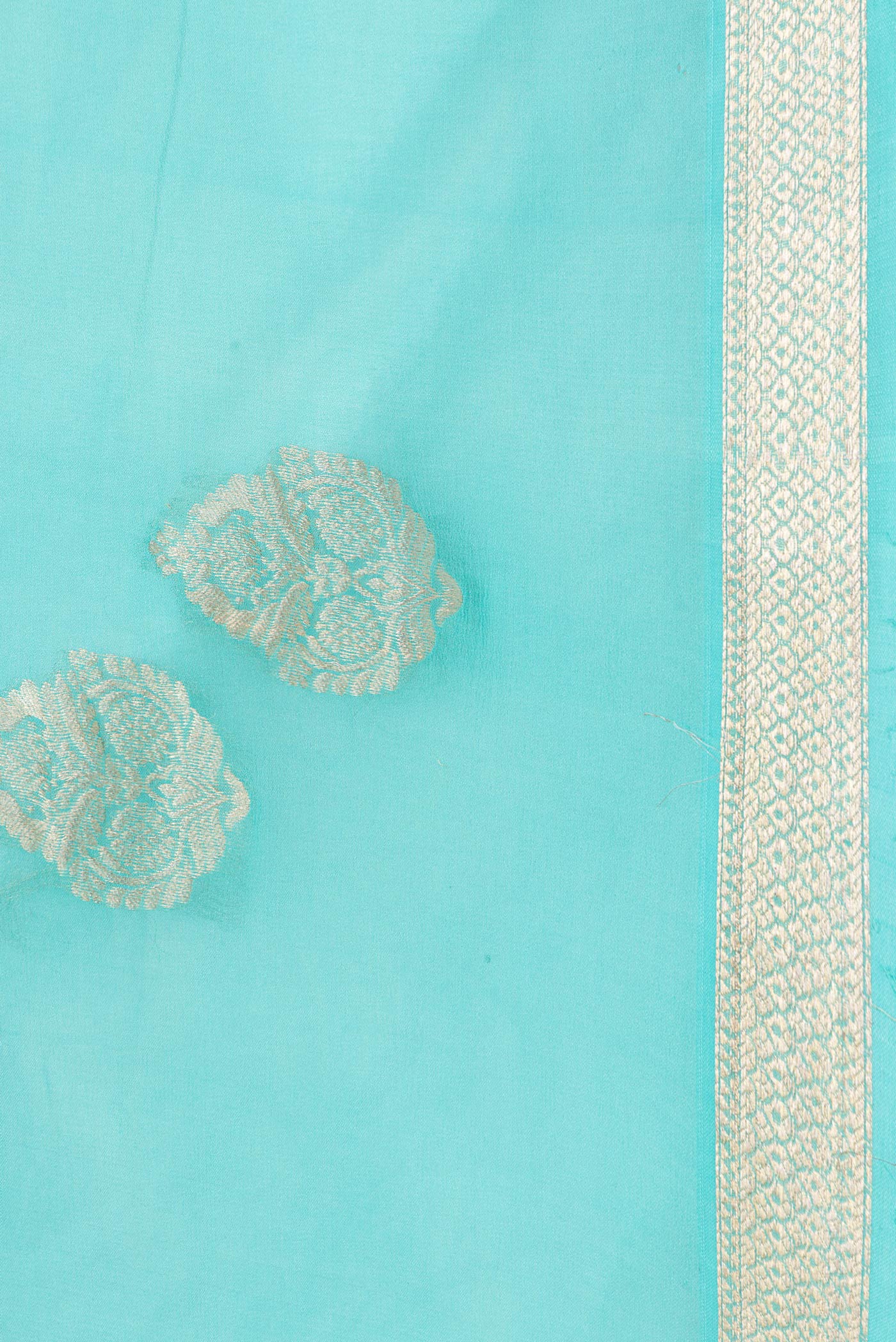 Sky Blue Mysore Georgette Saree - Image 3