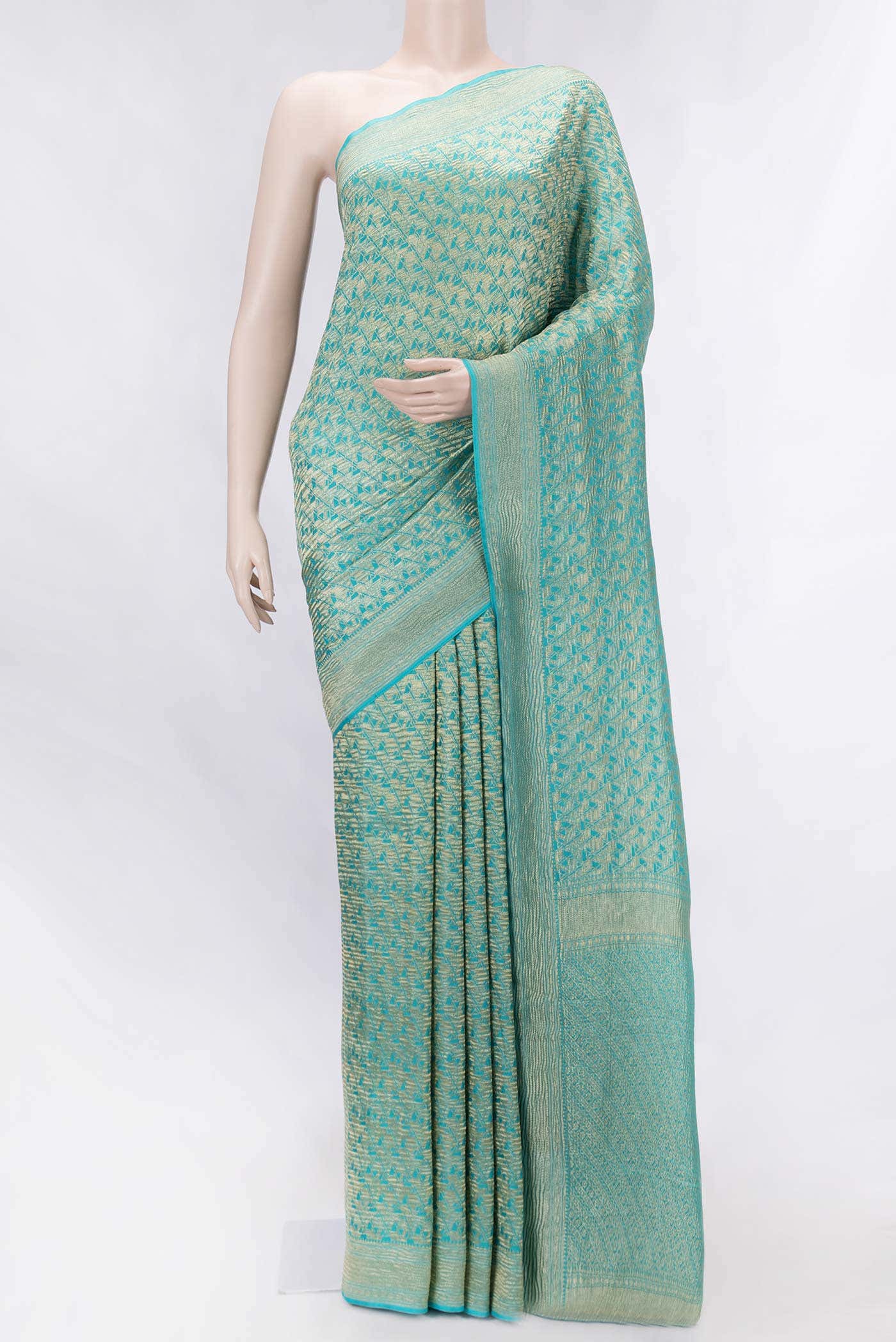 Sky Blue Mysore Crepe Saree