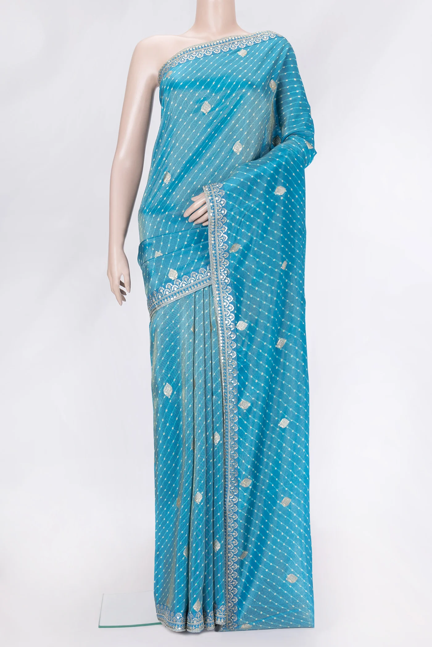 Sky Blue Crepe Saree