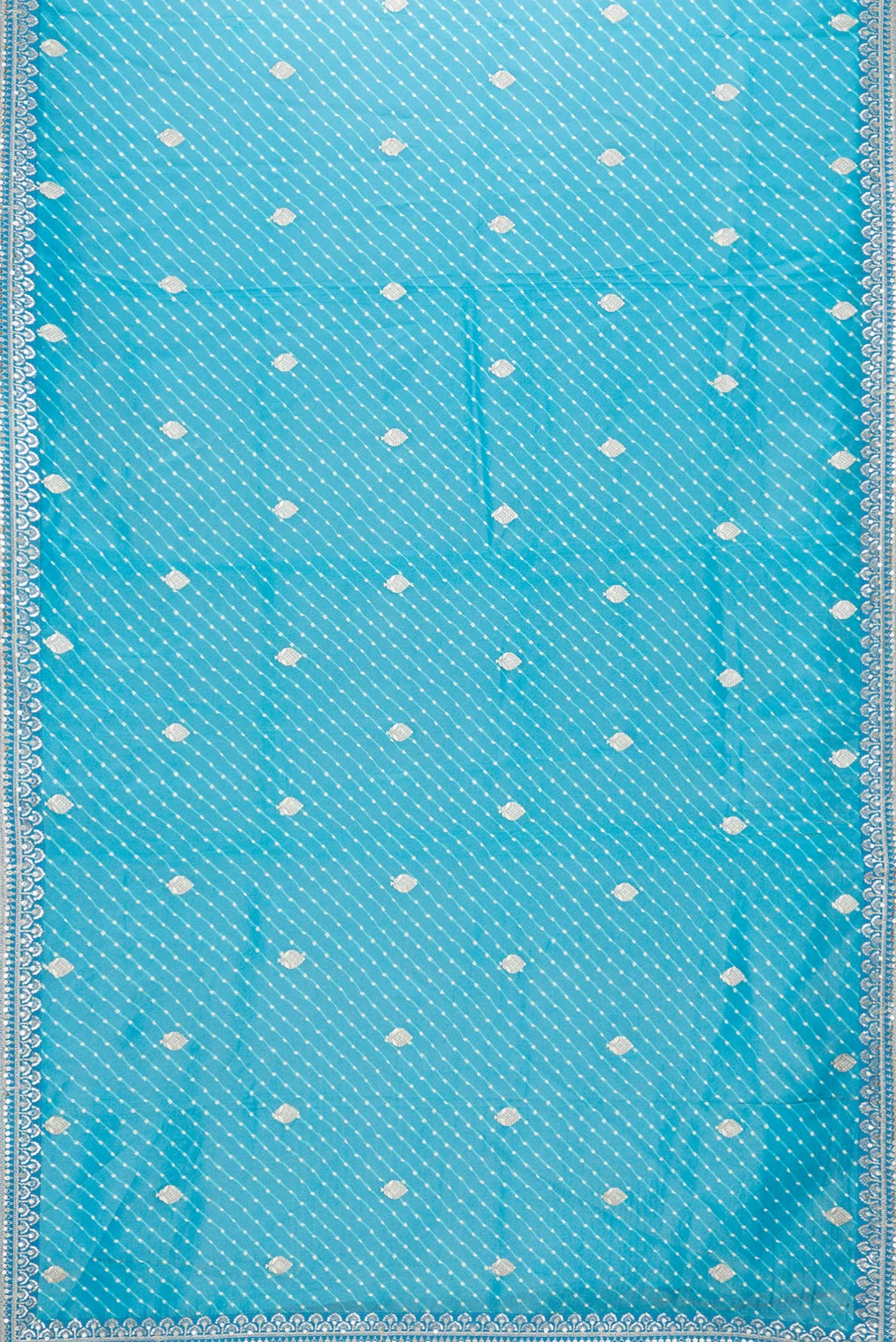 Sky Blue Crepe Saree - Image 6
