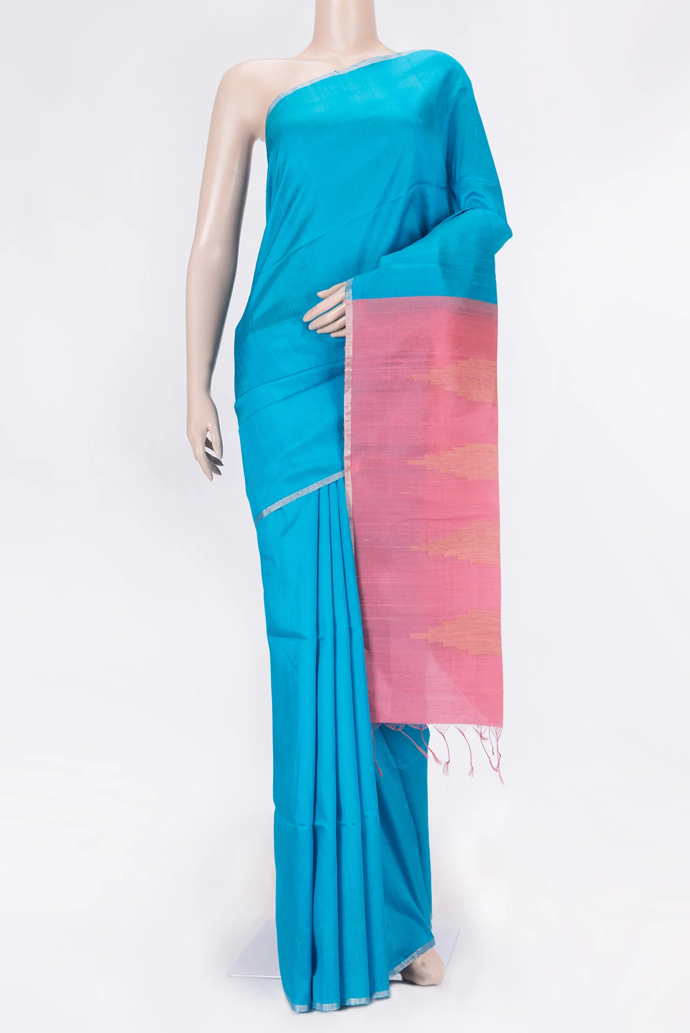 Sky Blue Dual Tone Raw Silk Saree