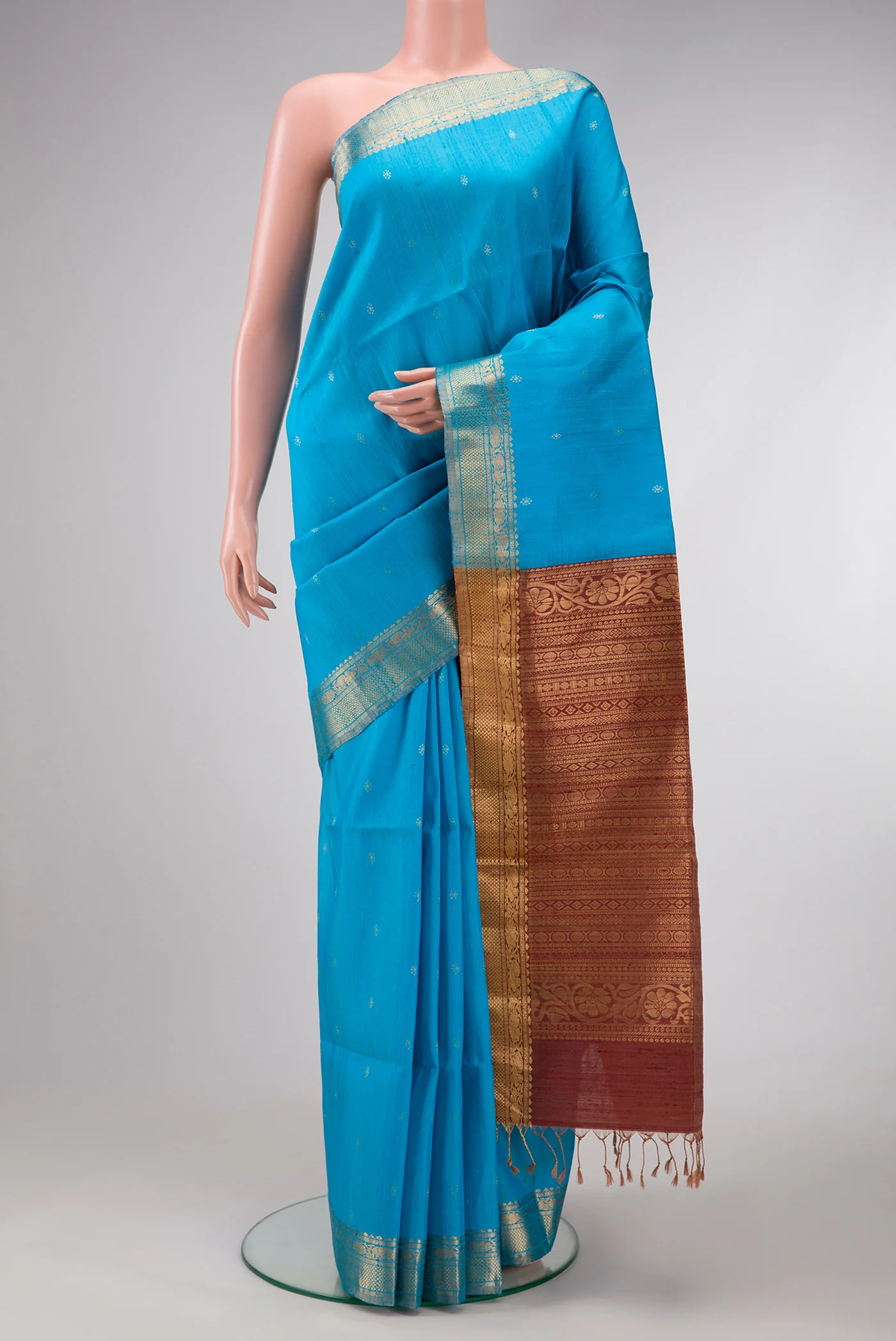 Sky Blue Raw Silk Saree