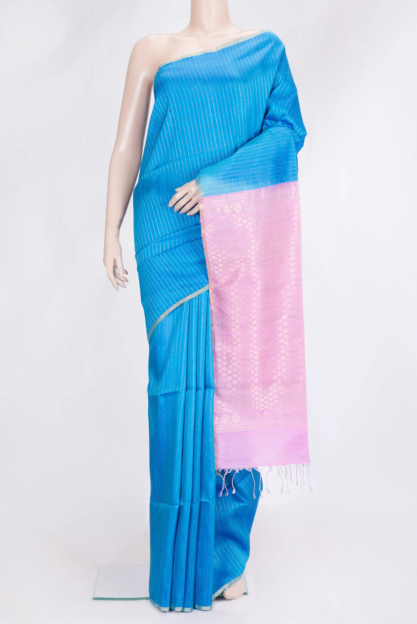 Sky Blue Raw Silk Saree