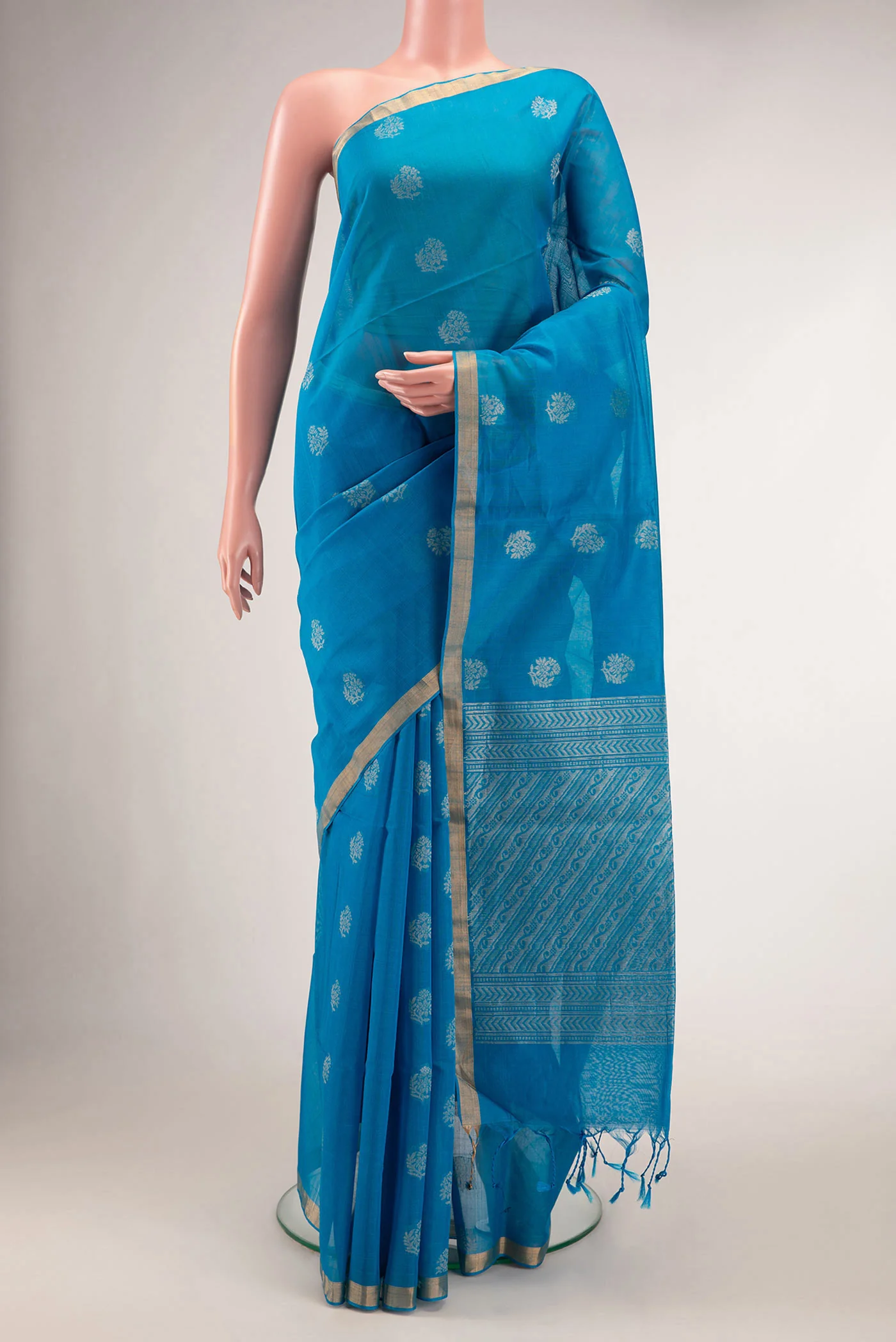 Sky Blue Silk Cotton Saree