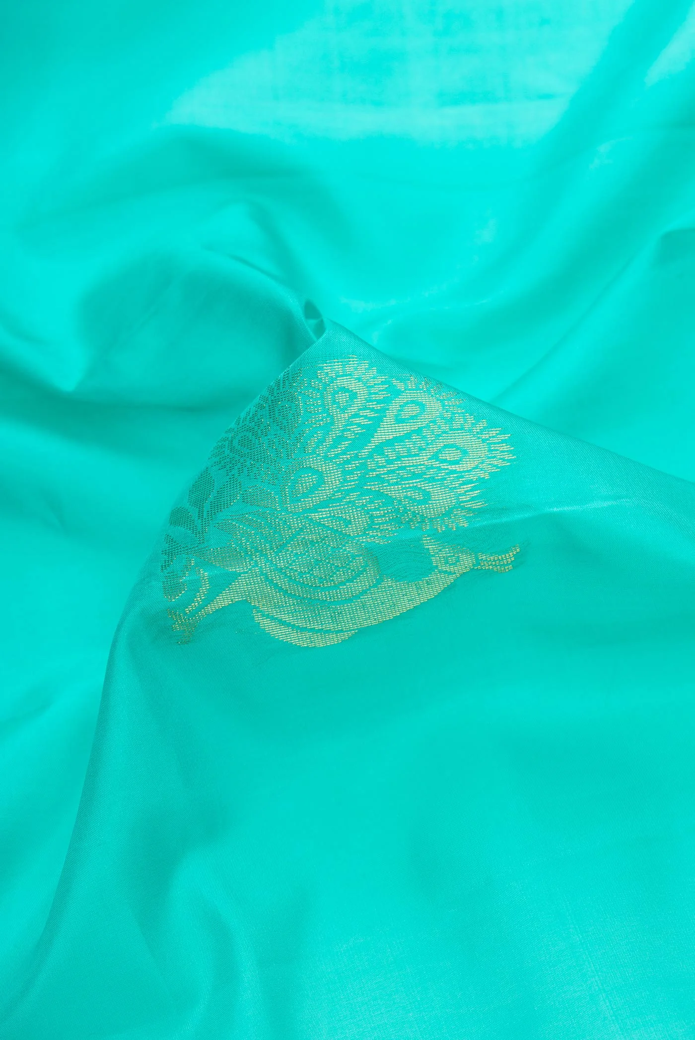 Turquoise Soft Silk Saree - Image 2