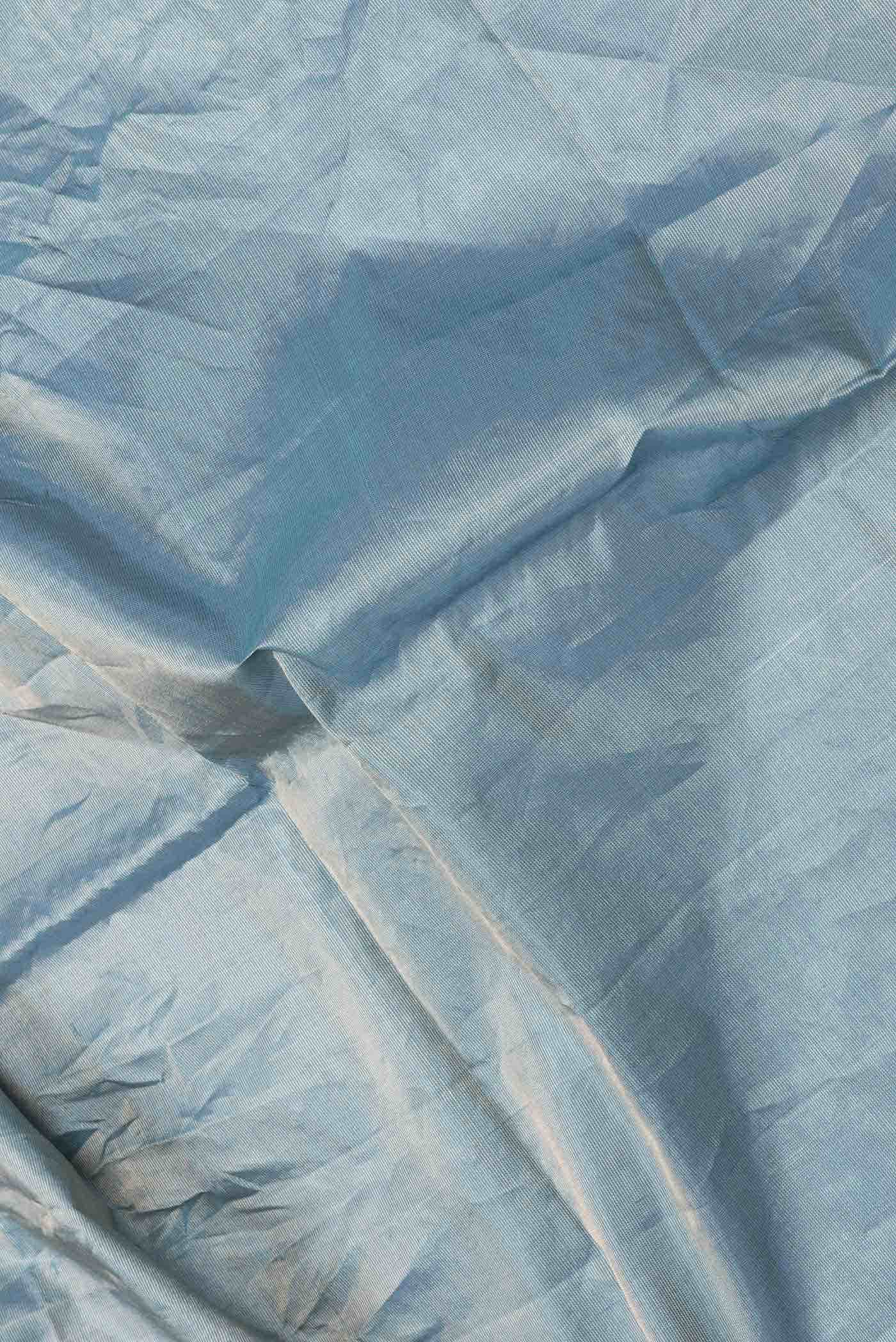 Sky Blue Dual Tone Soft Silk Saree - Image 3