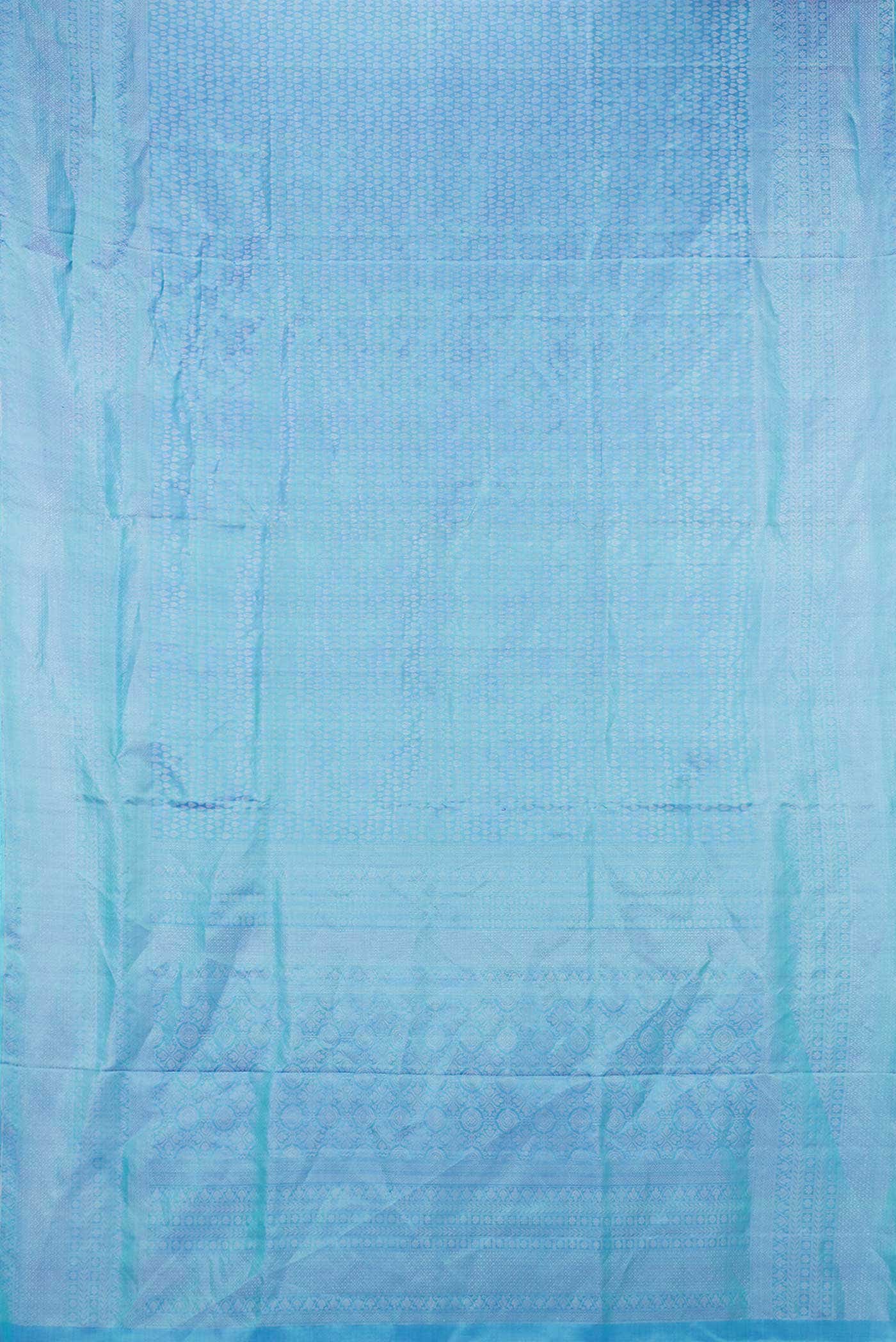 Sky Blue Dual Tone Soft Silk Saree - Image 4