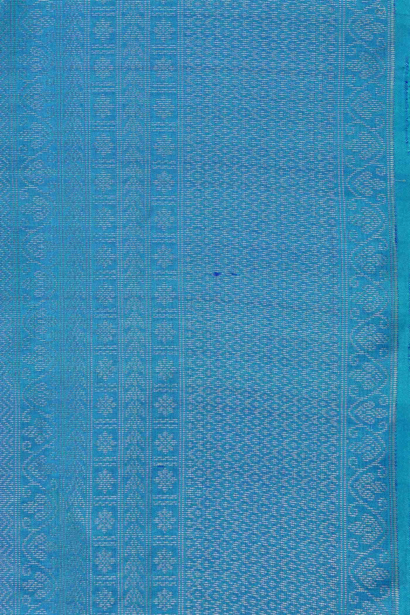 Sky Blue Dual Tone Soft Silk Saree - Image 5