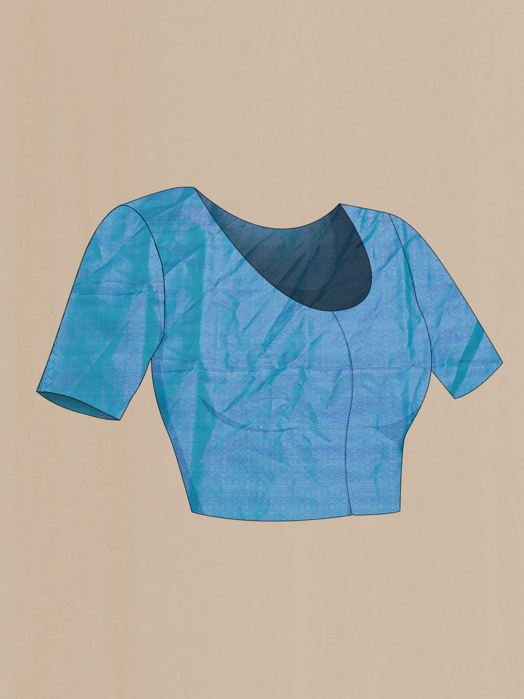 Sky Blue Dual Tone Soft Silk Saree - Image 6