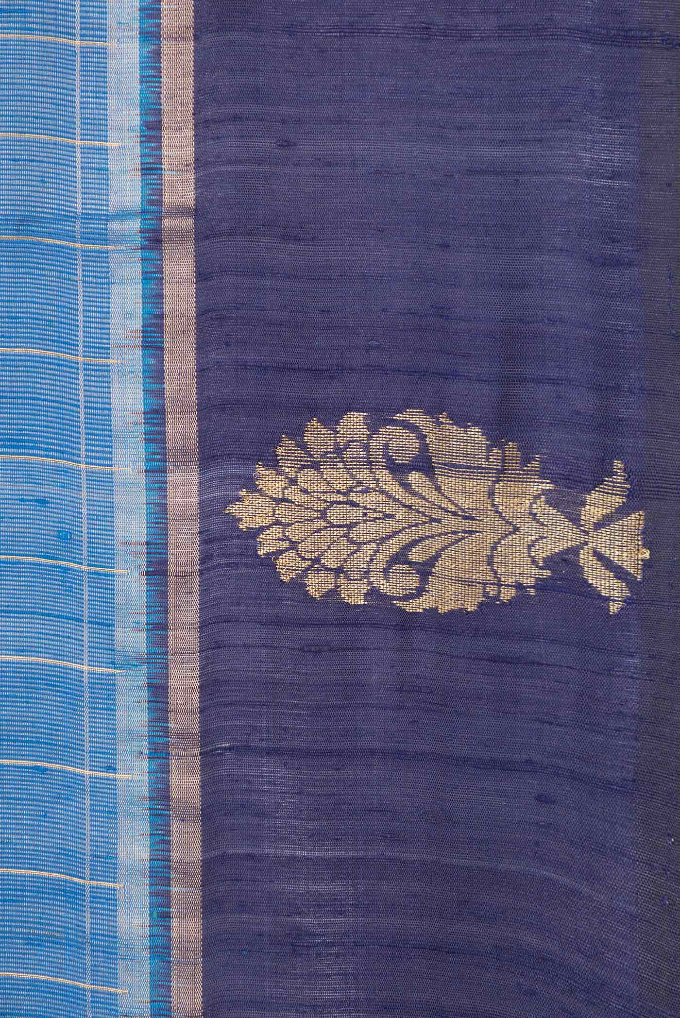 Sky Blue Dual Tone Tussar Saree - Image 3