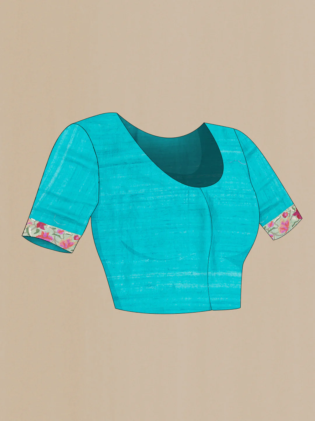 Sky Blue Dual Tone Tussar Saree - Image 5