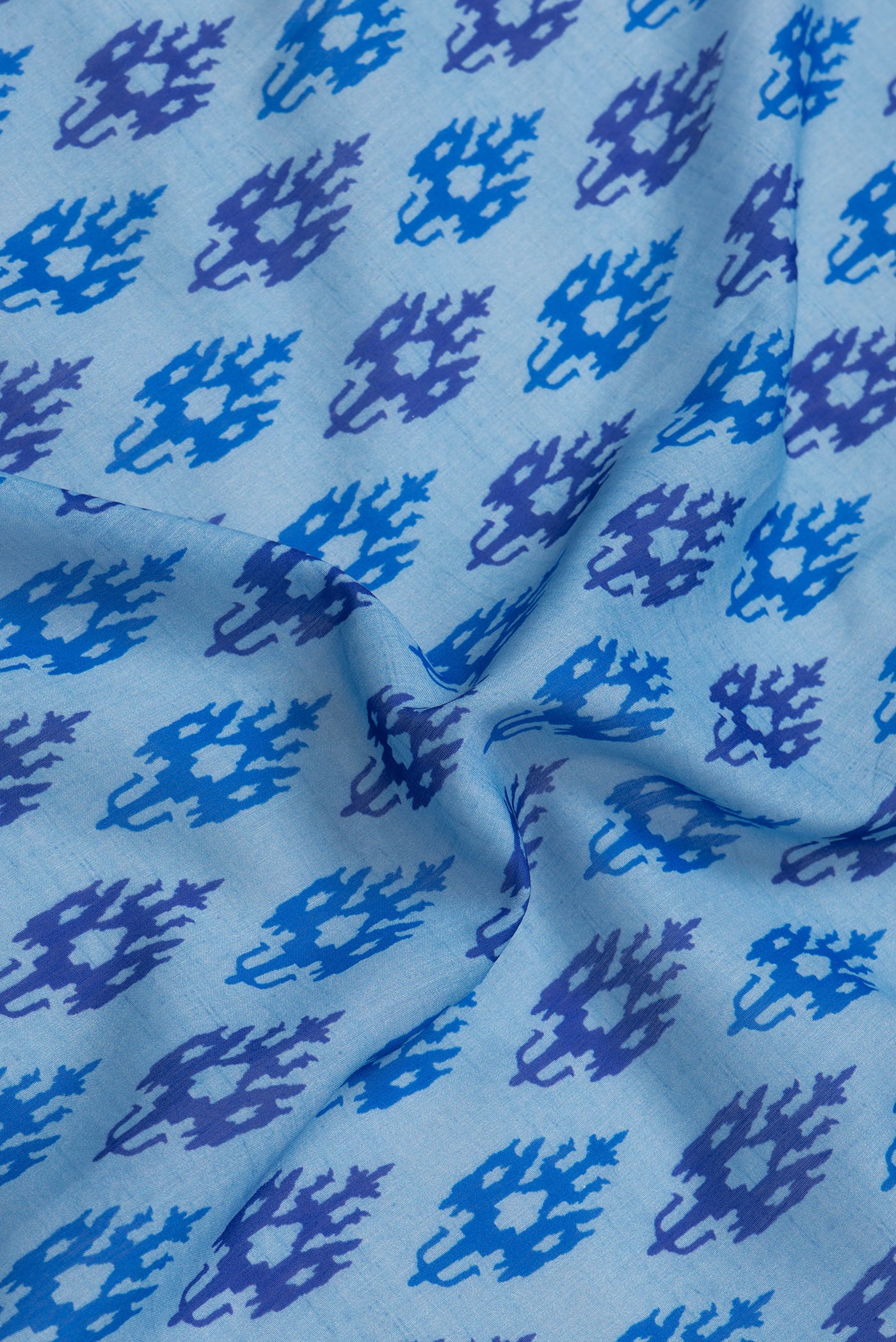 Sky Blue Tussar Silk Saree - Image 2