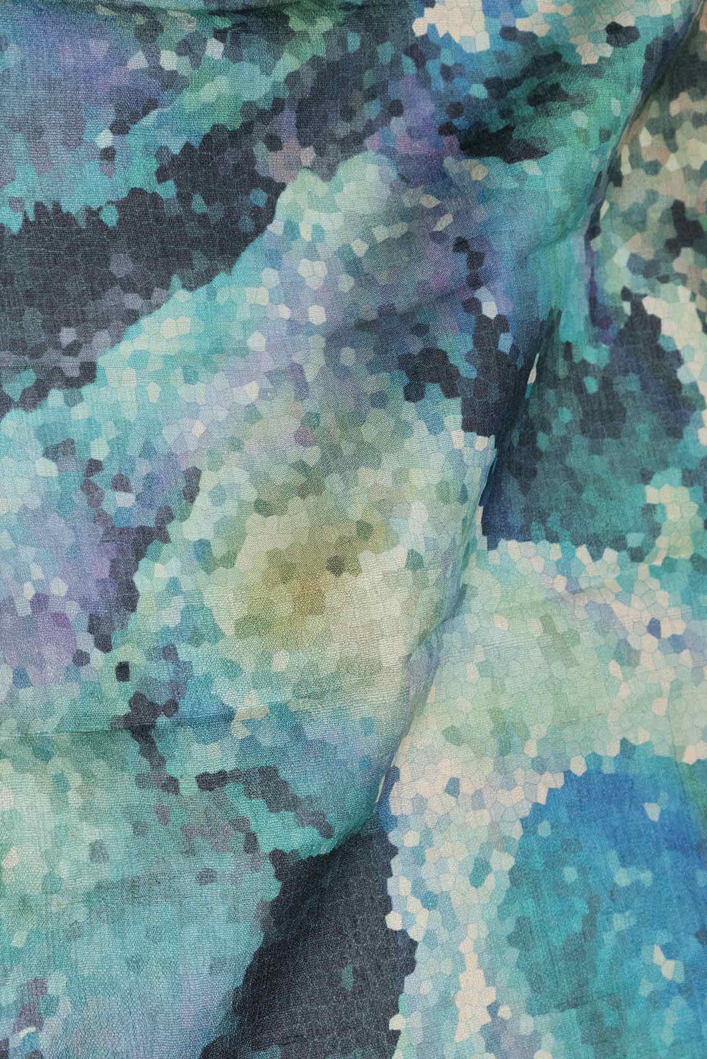 Sky Blue Dual Tone Tussar Silk Saree - Image 2