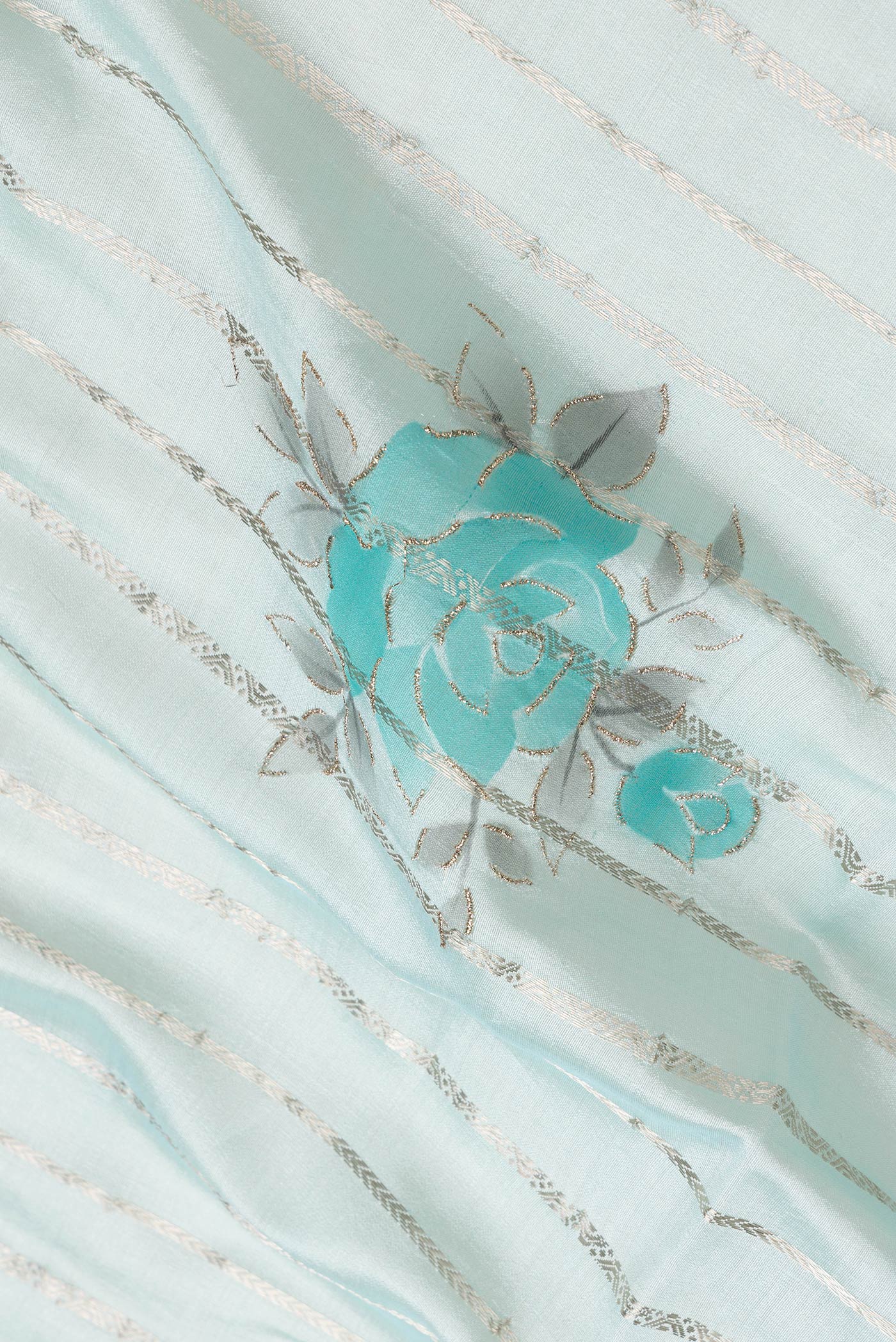Sky Blue Tussar Silk Saree - Image 2