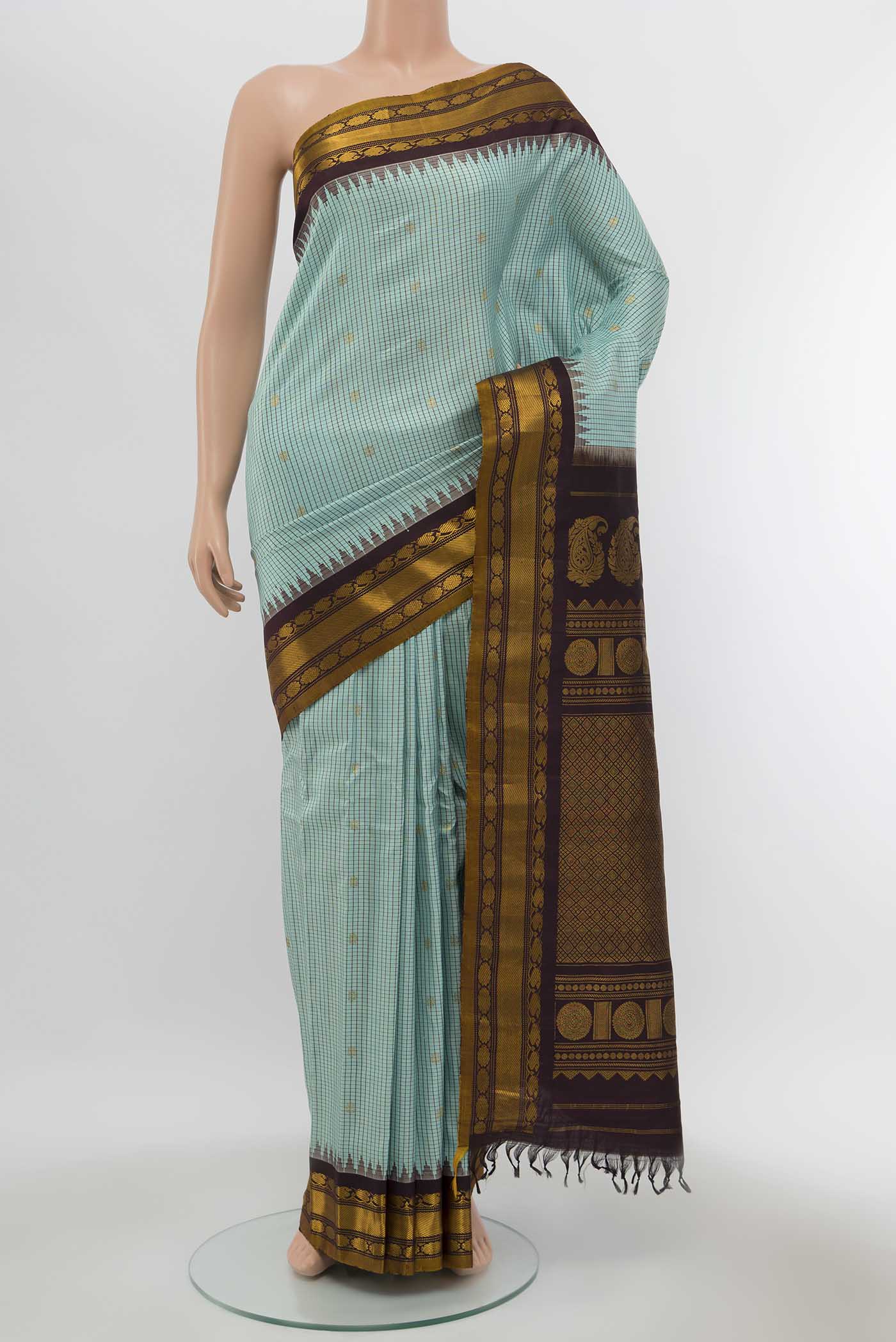 Sky Blue Gadwal Silk Saree