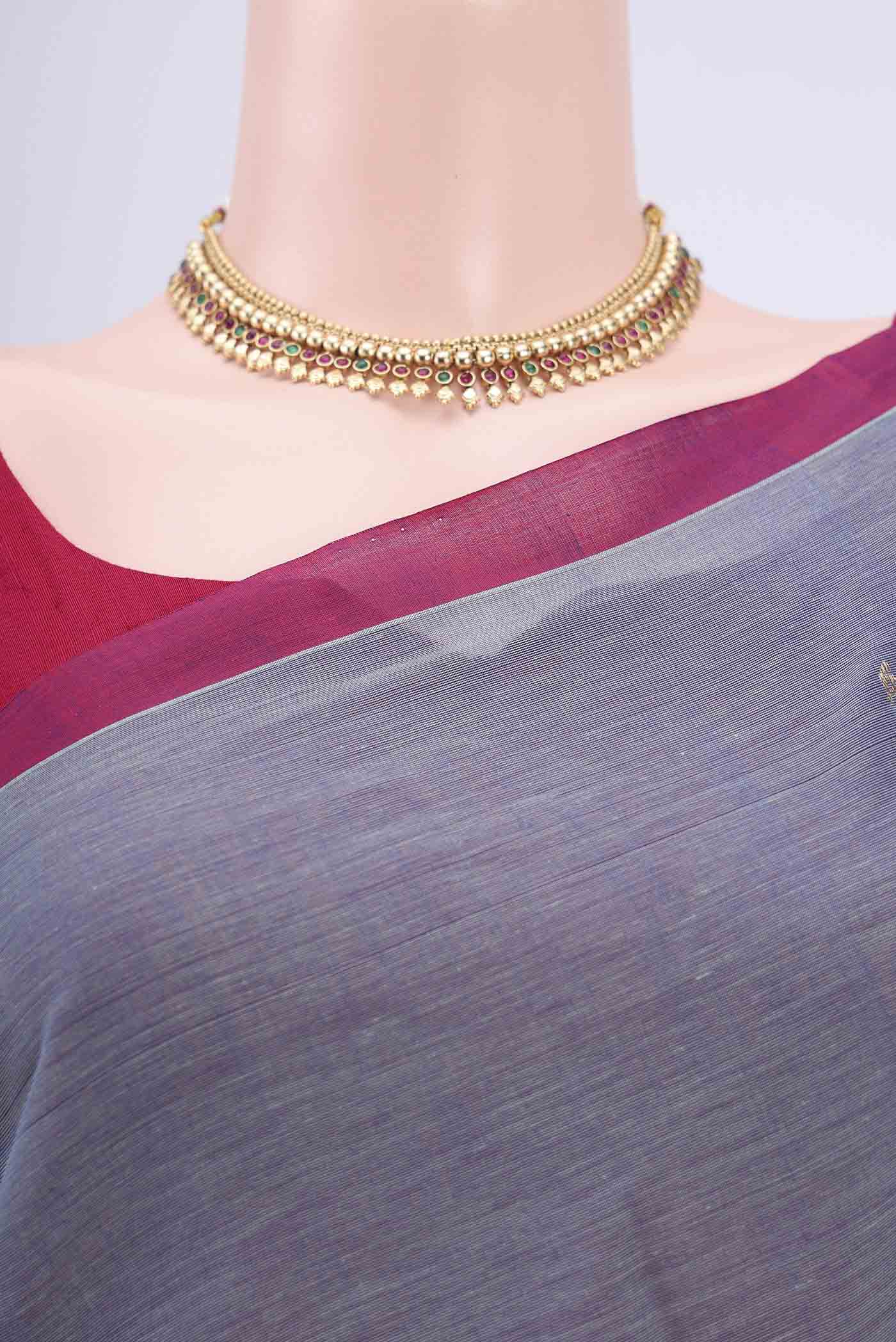 Sky Blue Kanchi Cotton Saree - Image 2