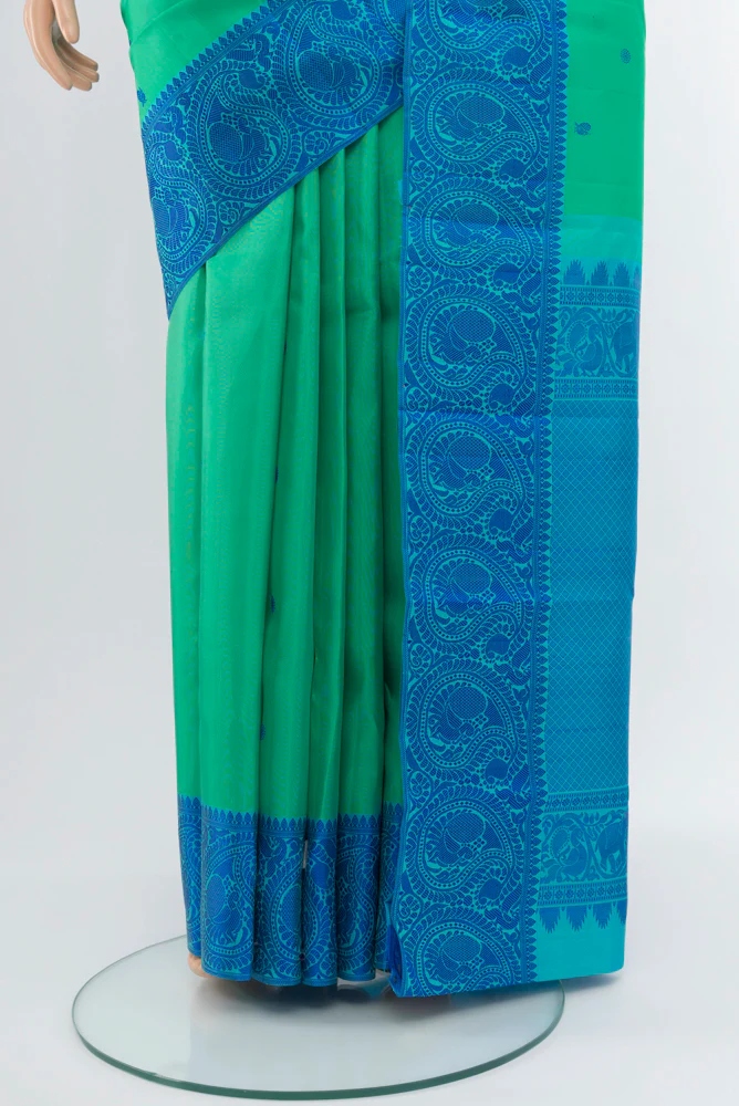 Sea Green Kanchipuram Silk Saree - Image 3