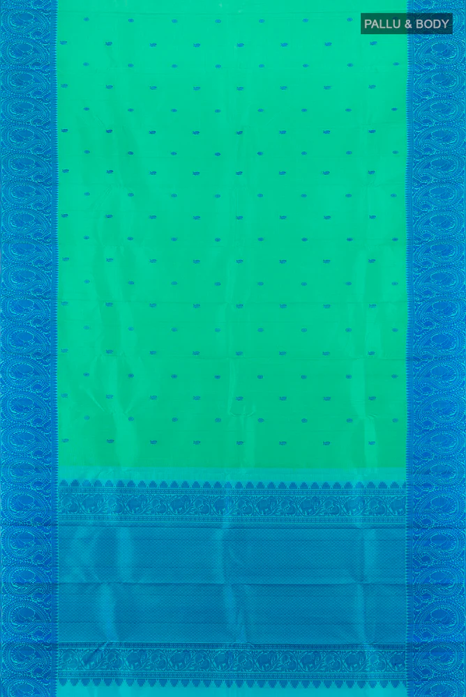 Sea Green Kanchipuram Silk Saree - Image 5
