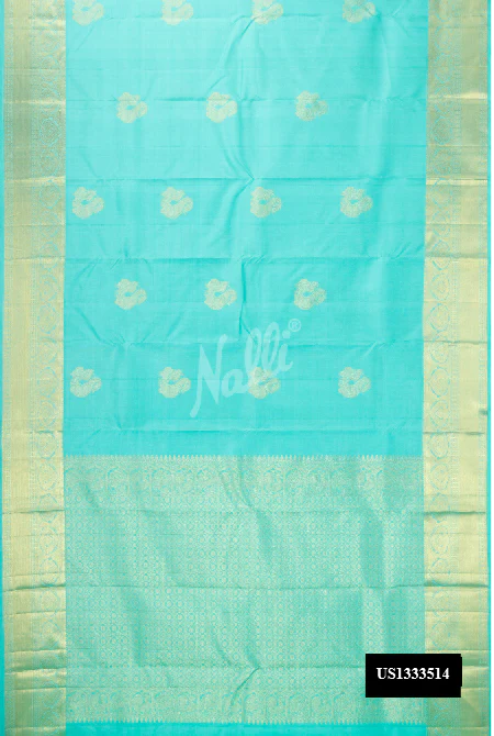 Sky Blue Kanchipuram Silk Saree