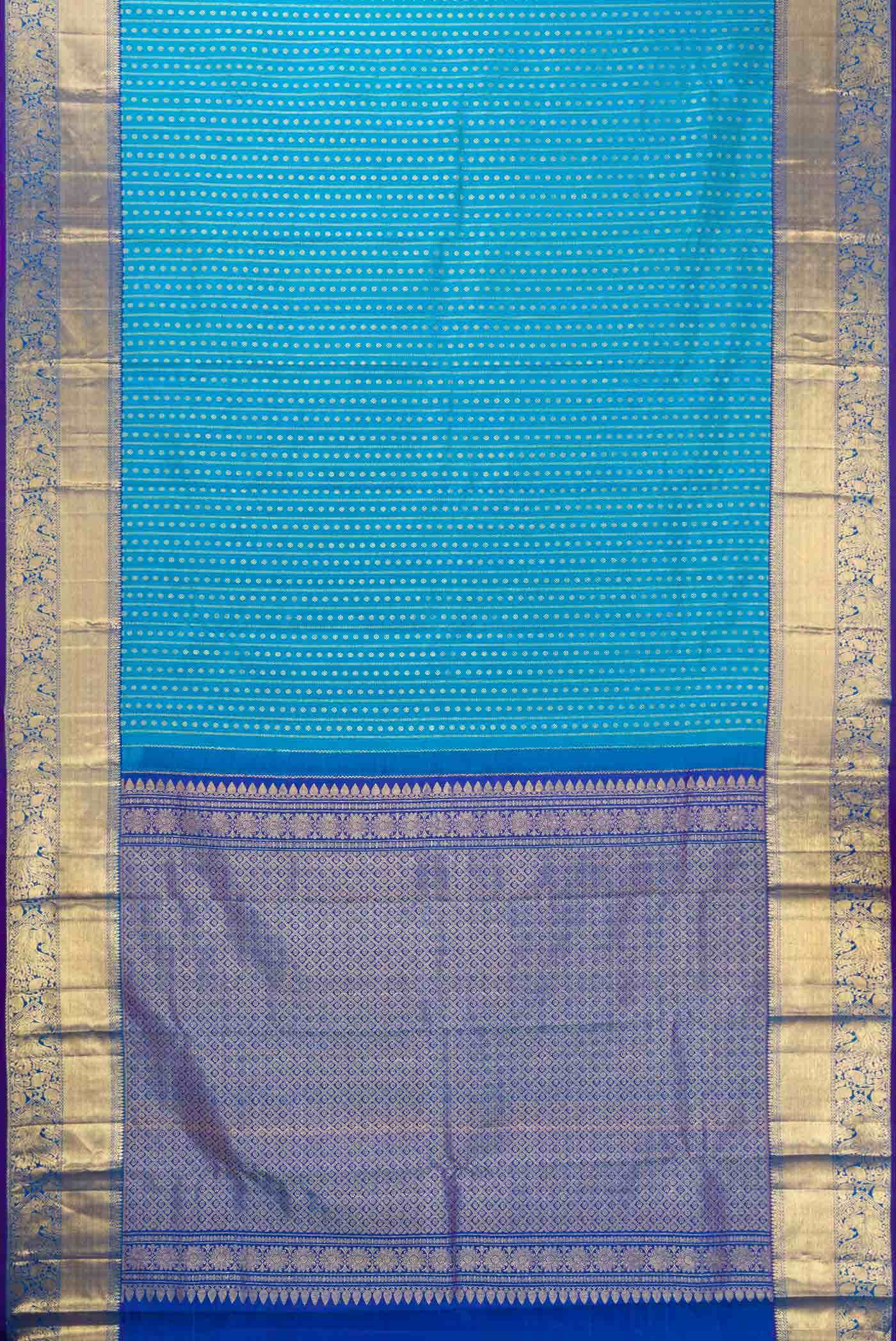 Sky Blue Kanjivaram Silk Saree - Image 4