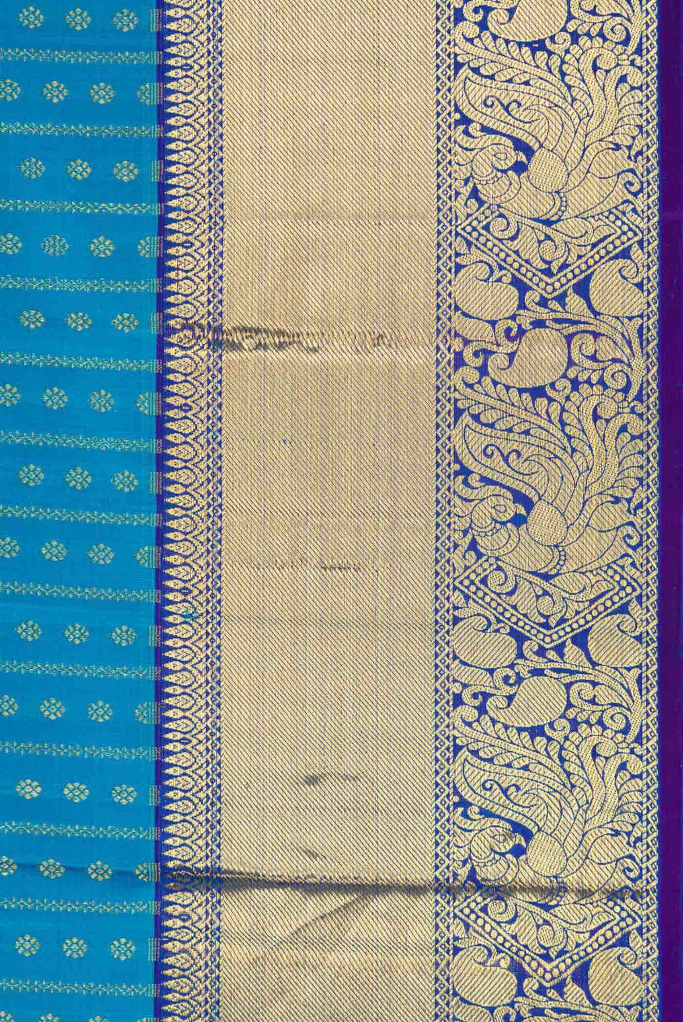 Sky Blue Kanjivaram Silk Saree - Image 5