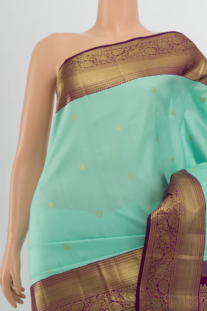 Sky Blue Kanjivaram Silk Saree - Image 2
