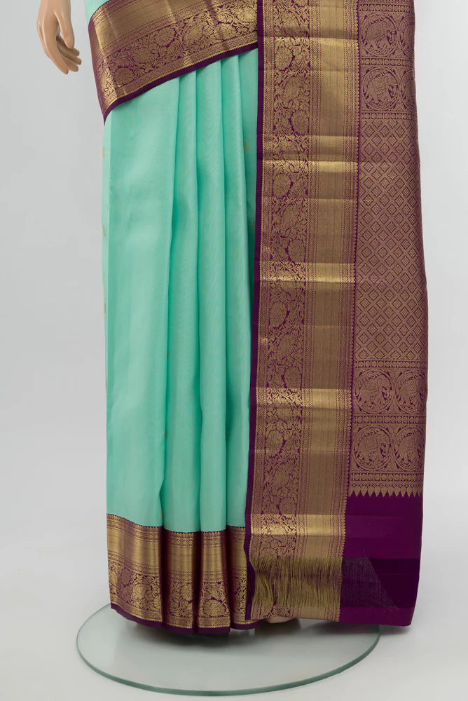 Sky Blue Kanjivaram Silk Saree - Image 3