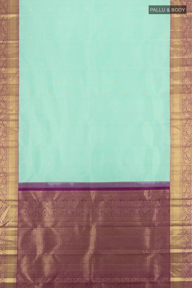 Sky Blue Kanjivaram Silk Saree - Image 5